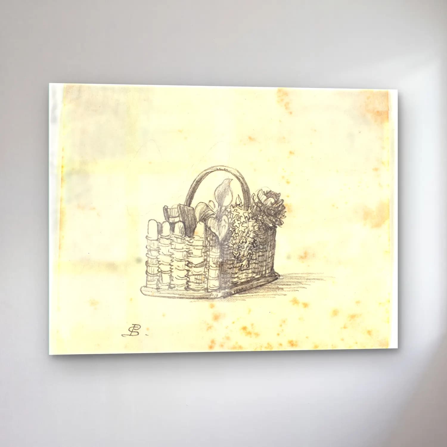 Vintage Sepette Mantarlar – Siyah Beyaz Tonlar cam tablo — sol açıdan görünüm