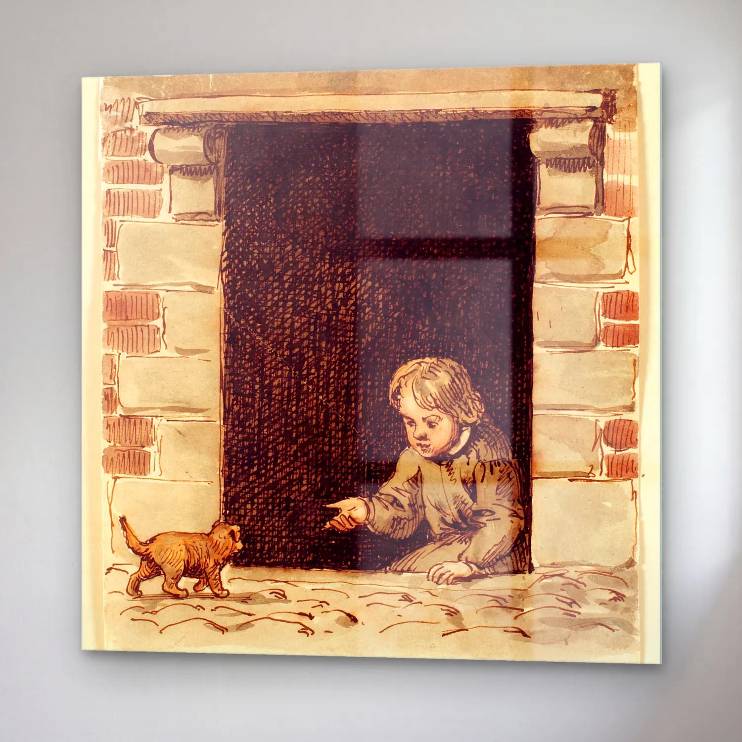 Vintage Kapı – Pastel Tonlar cam tablo — sağ açıdan görünüm