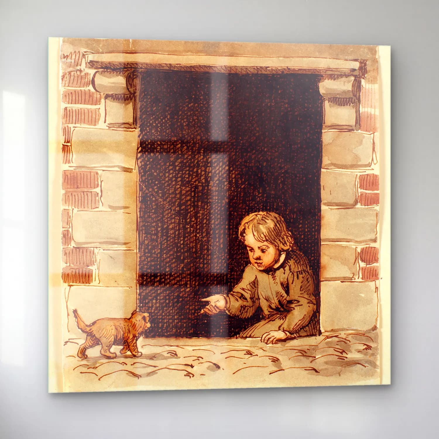 Vintage Kapı – Pastel Tonlar cam tablo — sol açıdan görünüm