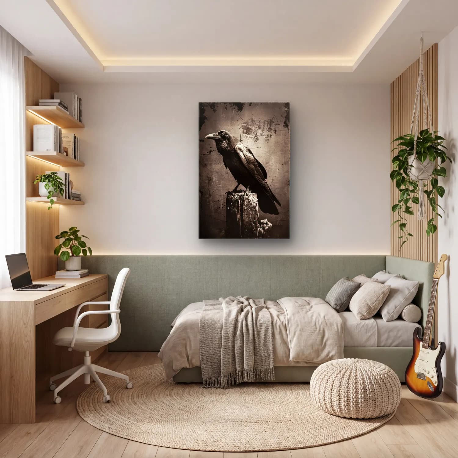 Siyah Beyaz Kartal – Siyah Beyaz Tonlar cam tablo — genç odasında