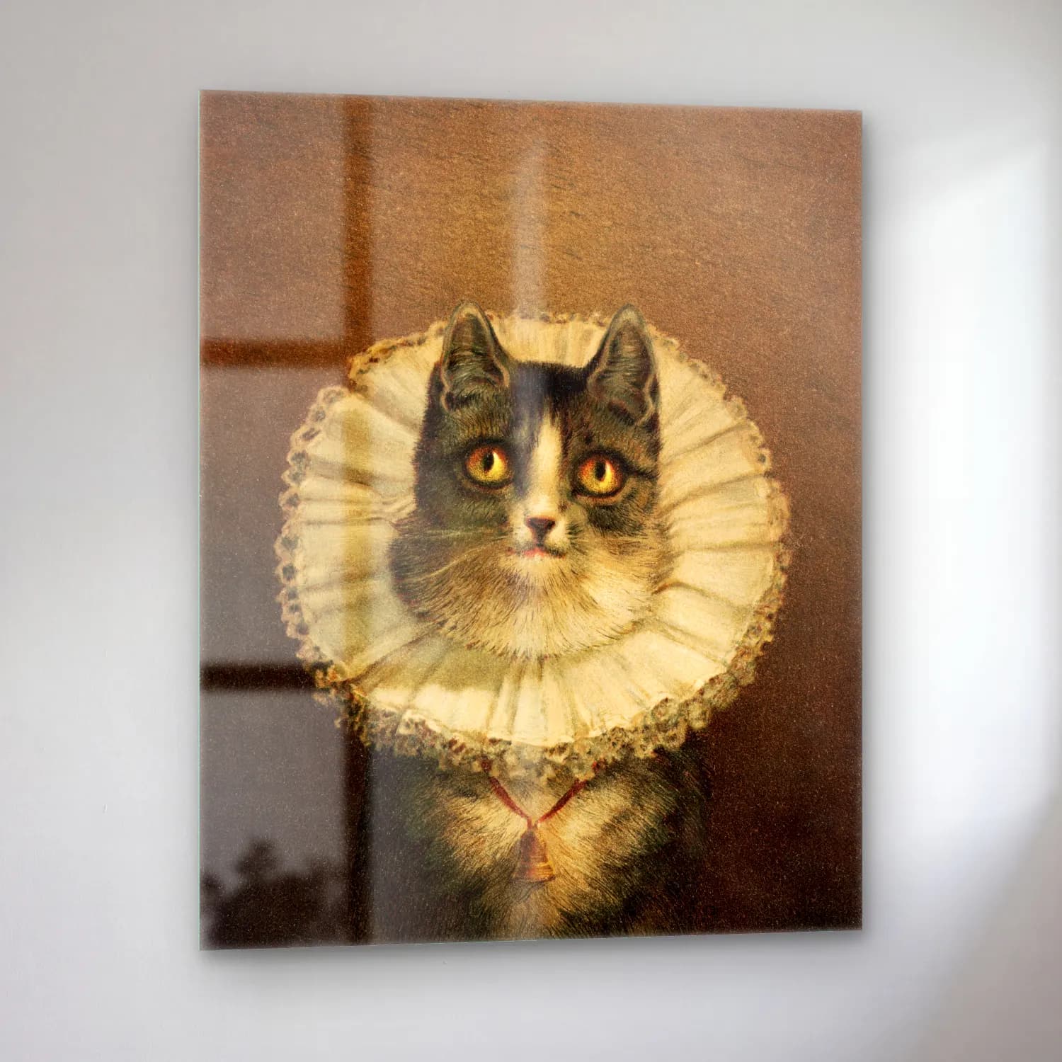 Vintage Kedi No. 22 cam tablo — sol açıdan görünüm