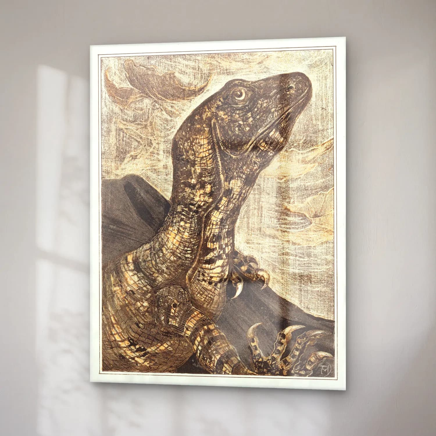 Japon Baskı Dinozor cam tablo — sağ açıdan görünüm