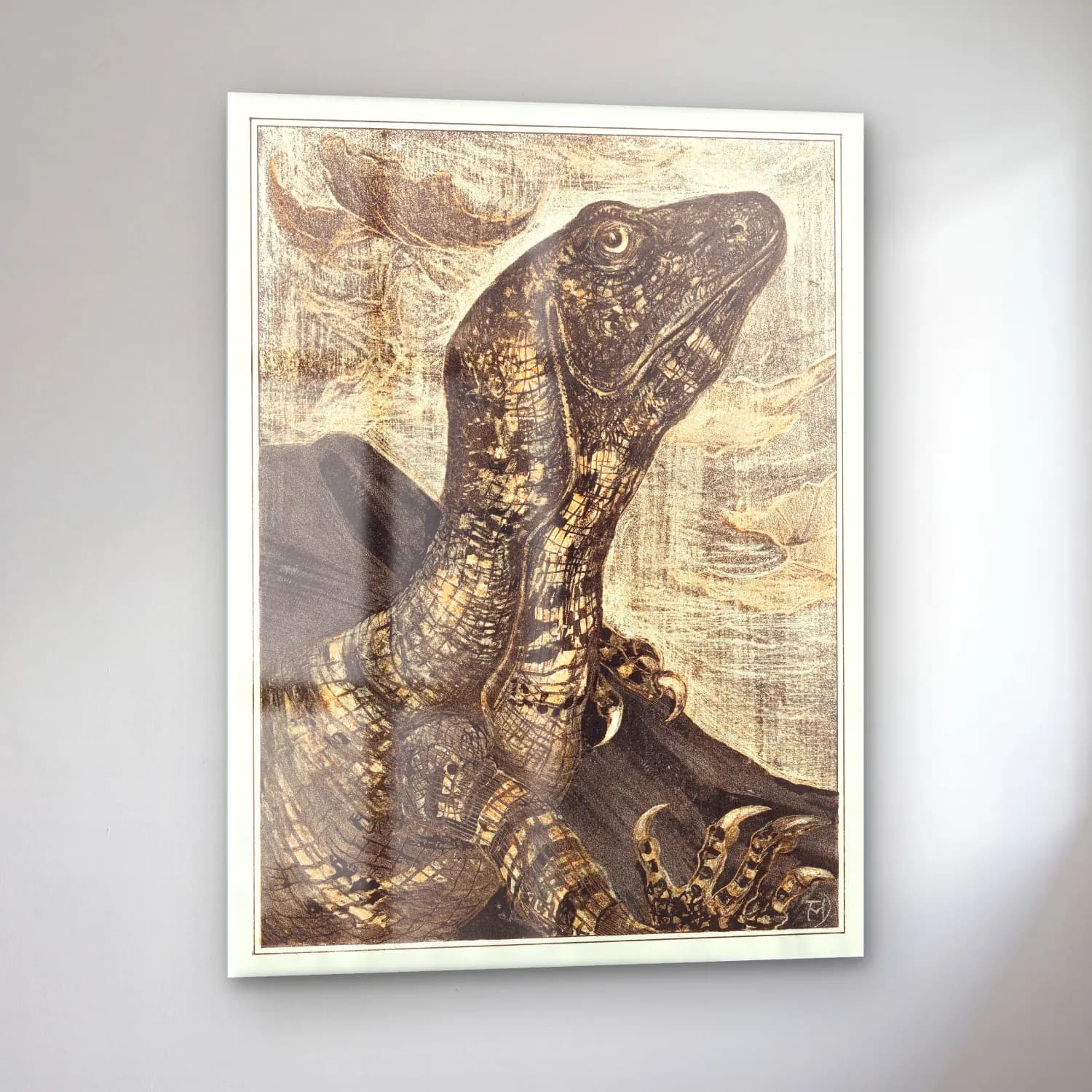 Japon Baskı Dinozor cam tablo — sol açıdan görünüm