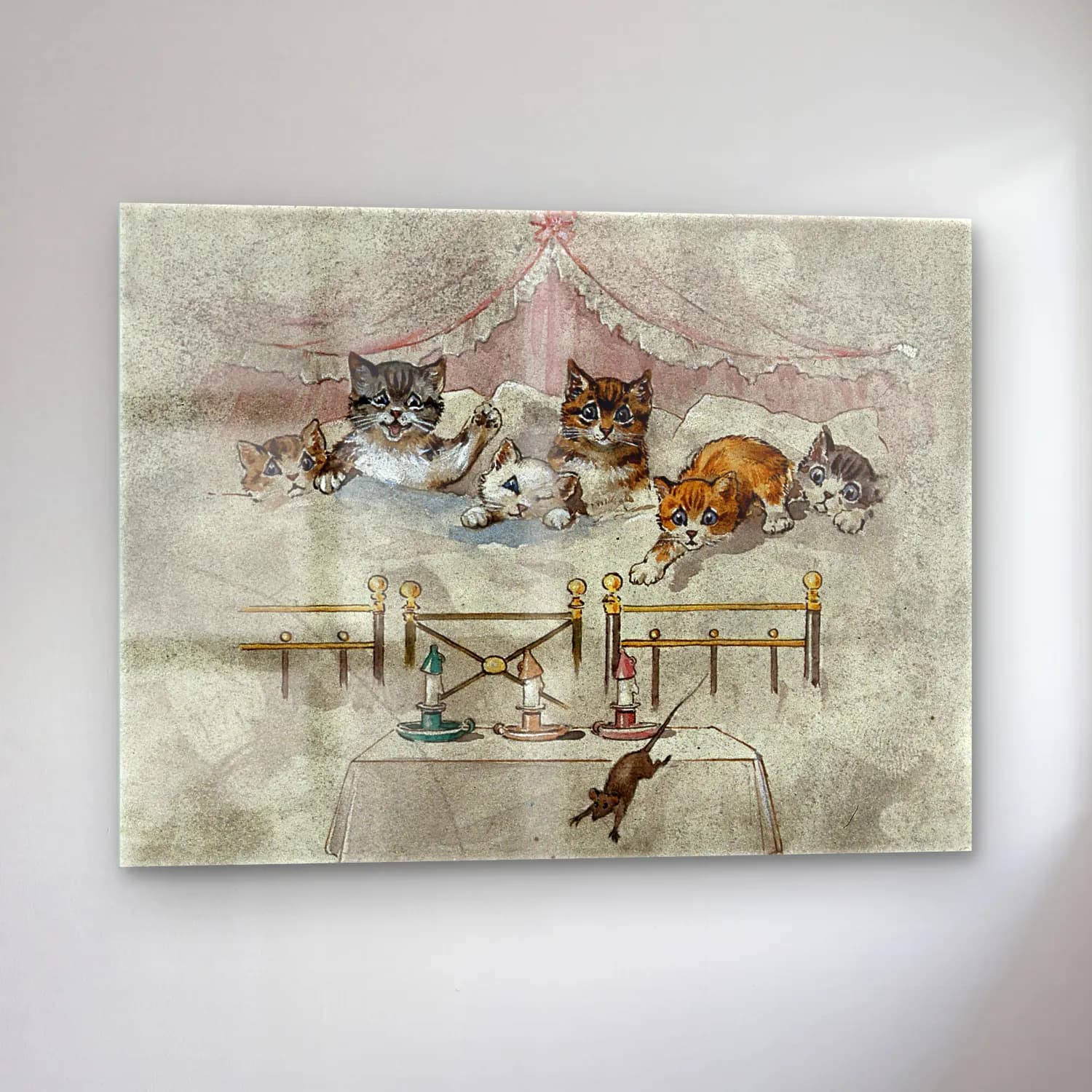 Vintage Kedi No. 23 cam tablo — sol açıdan görünüm