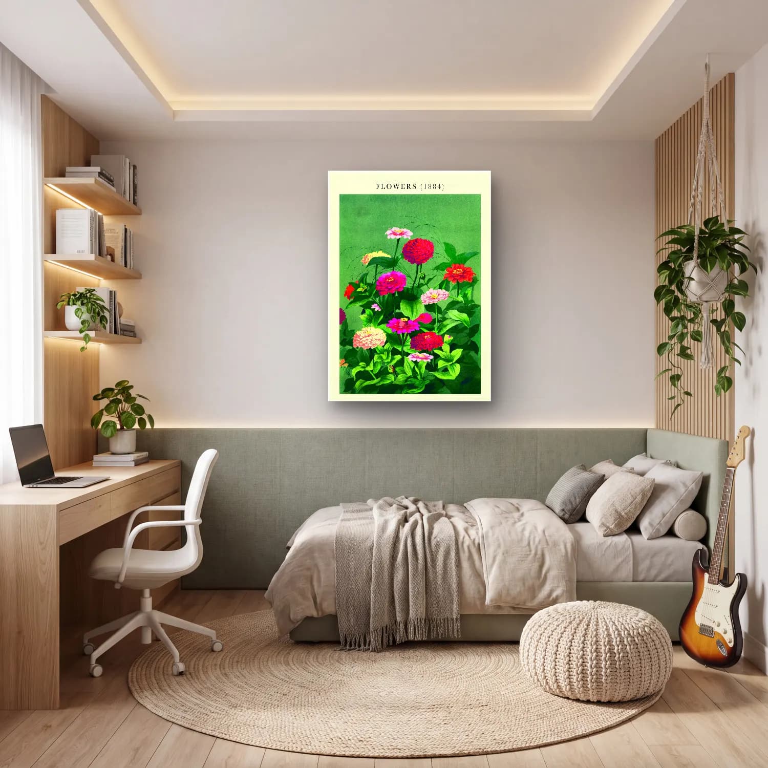 Botanik İllüstrasyon Çiçek Bahçesi No. 12 cam tablo — genç odasında