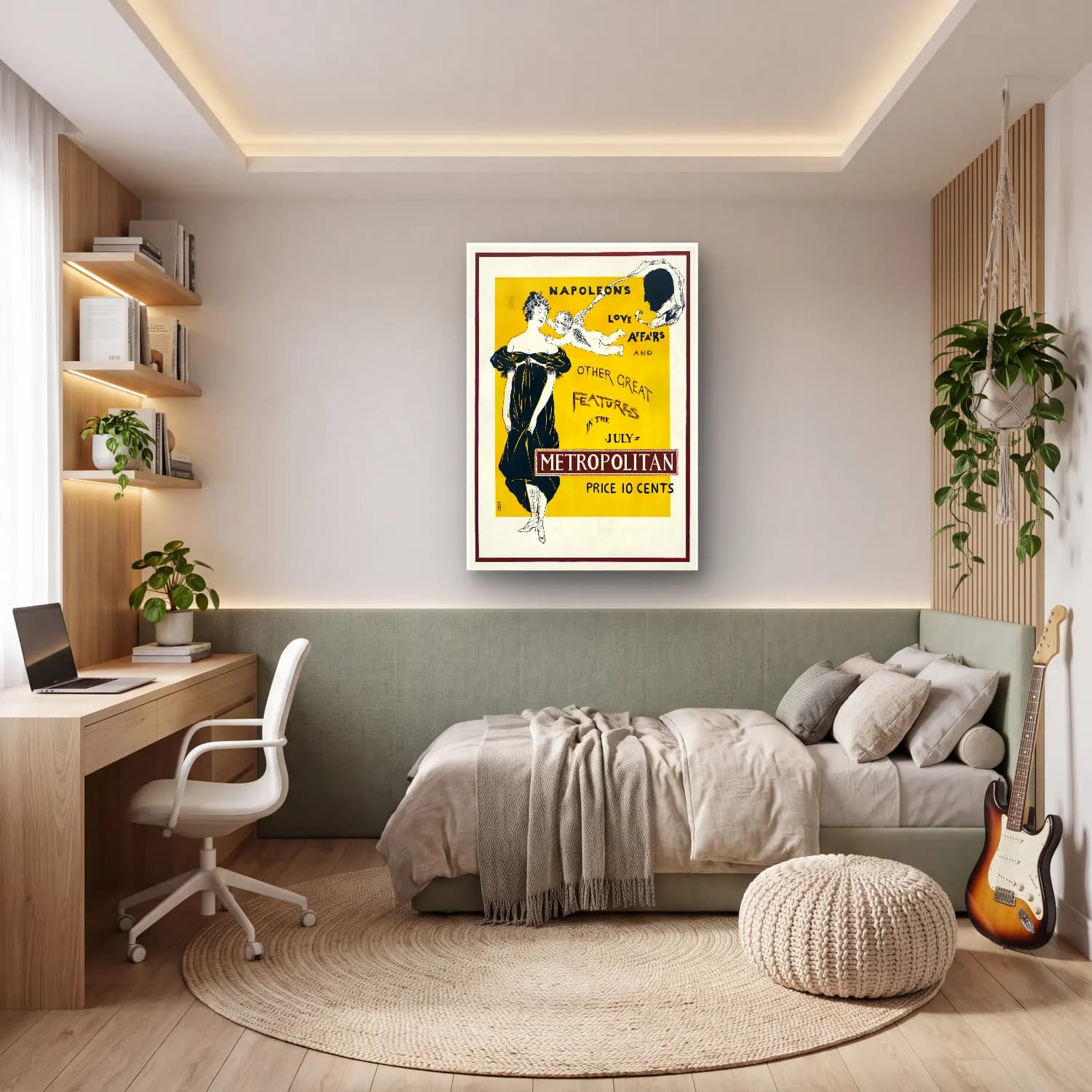 Vintage Poster Elbiseli Kadın No. 15 cam tablo — genç odasında