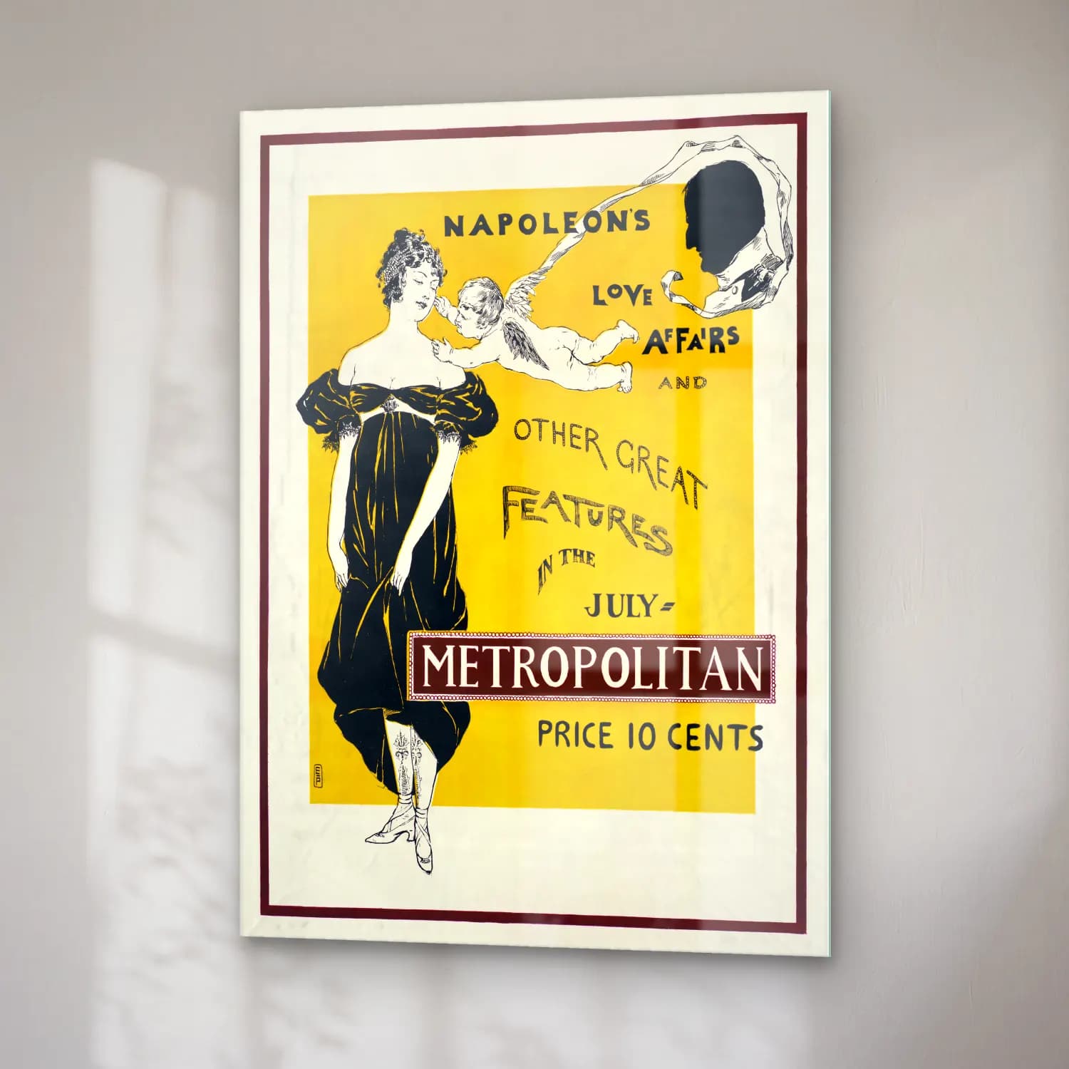 Vintage Poster Elbiseli Kadın No. 15 cam tablo — sağ açıdan görünüm