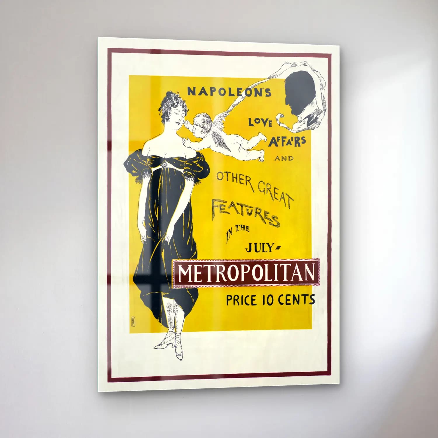 Vintage Poster Elbiseli Kadın No. 15 cam tablo — sol açıdan görünüm