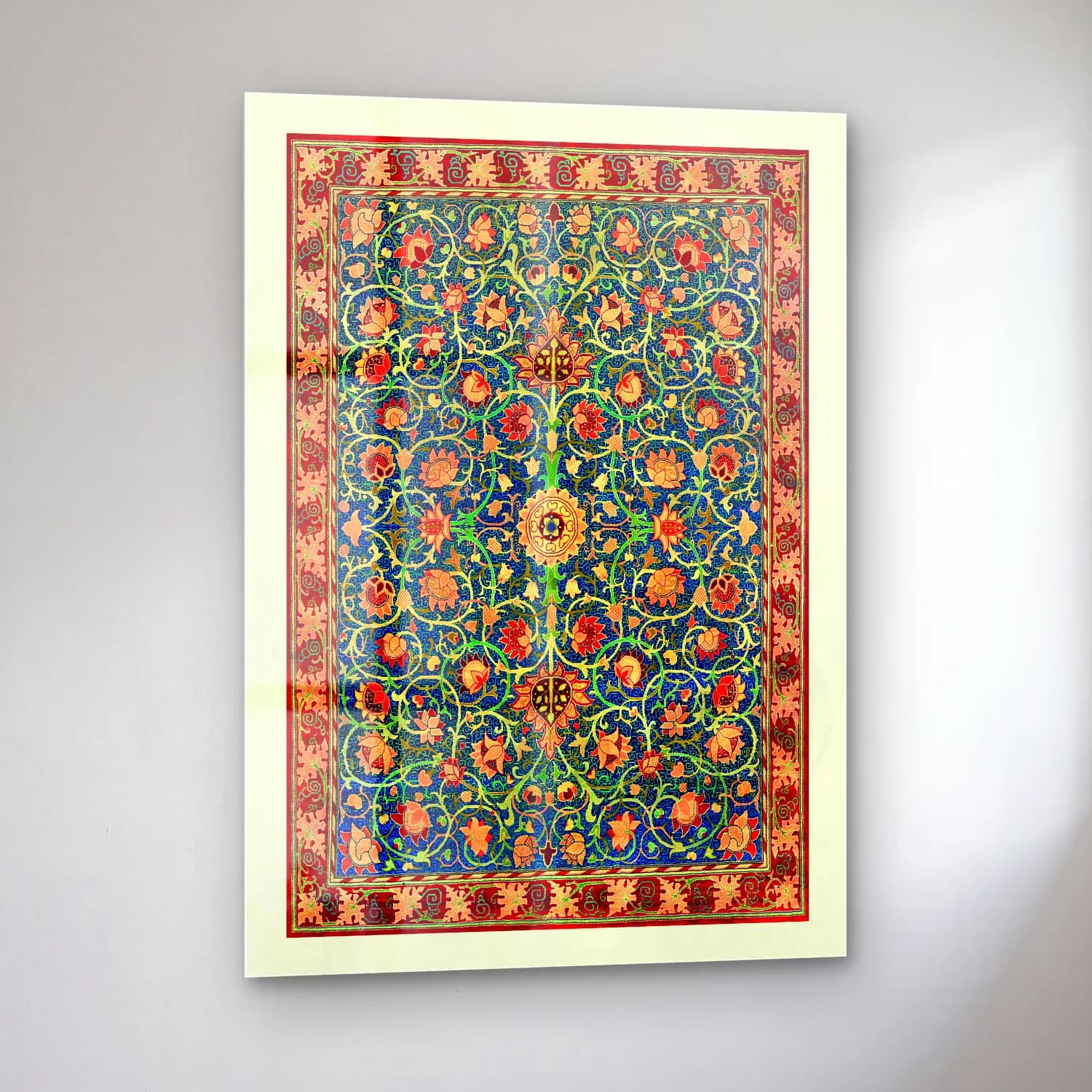 Maksimalist Çiçek Deseni No. 94 cam tablo — sol açıdan görünüm