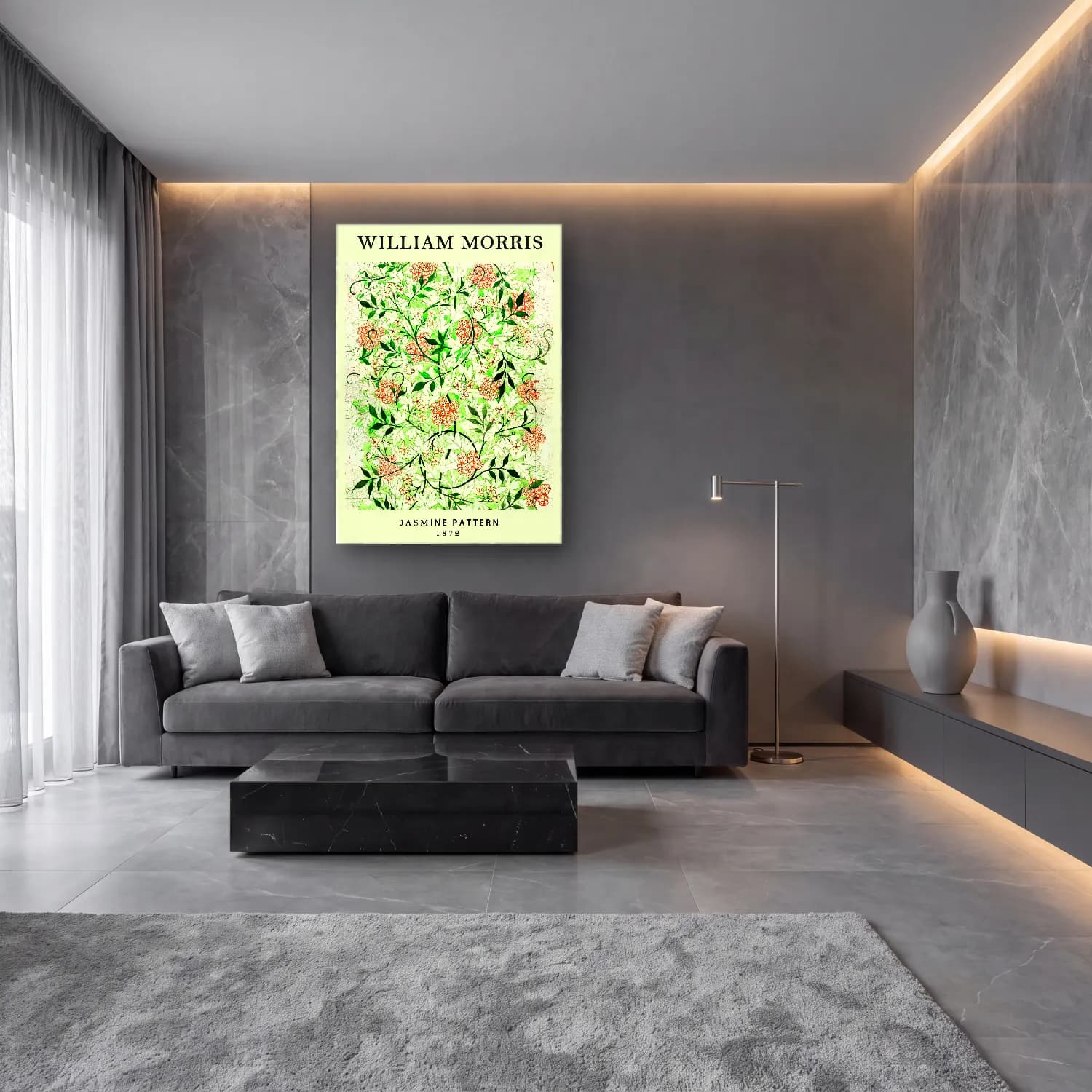 Botanik İllüstrasyon Çiçek Deseni No. 146 cam tablo — lüks salon duvarında