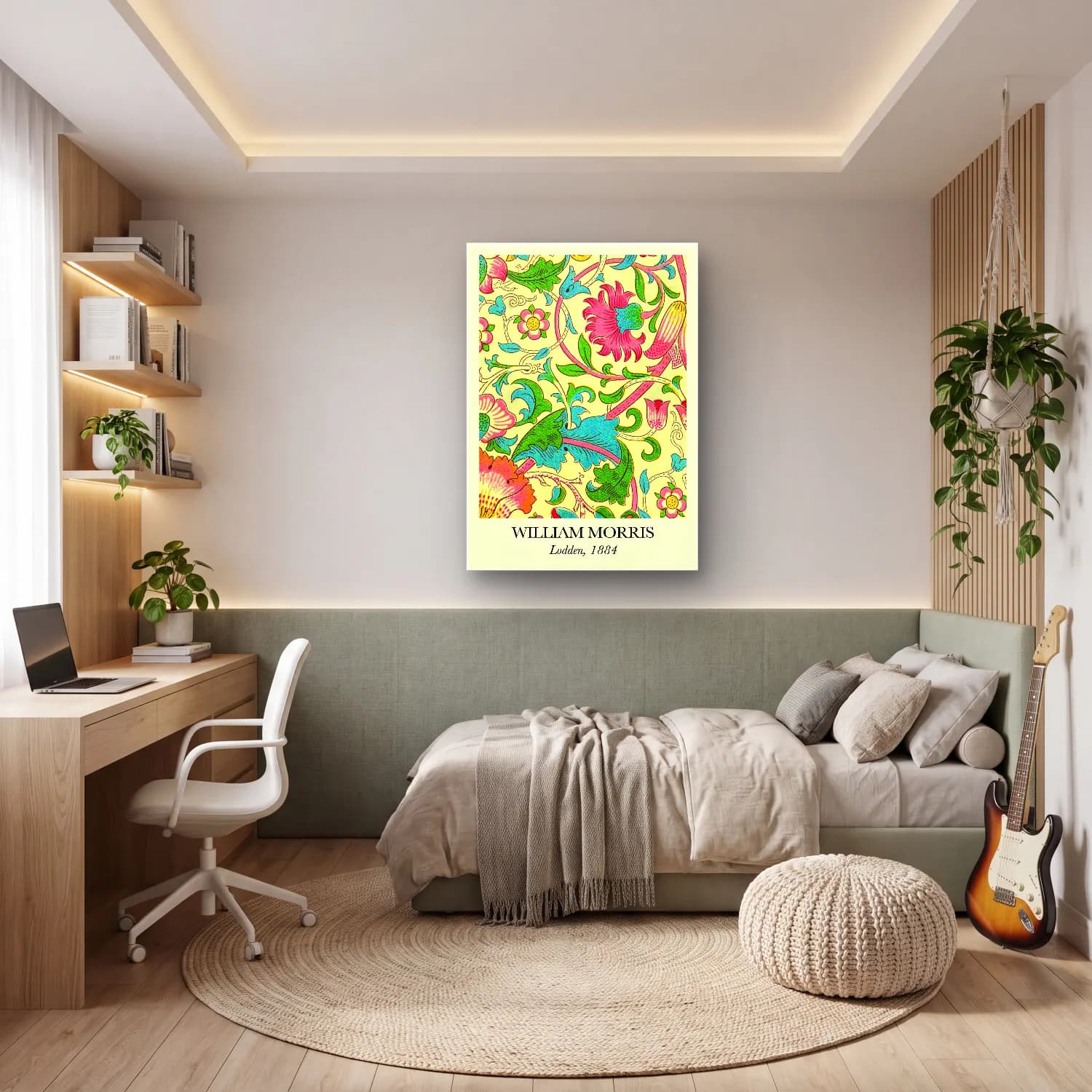 Maksimalist Çiçek Deseni No. 95 cam tablo — genç odasında