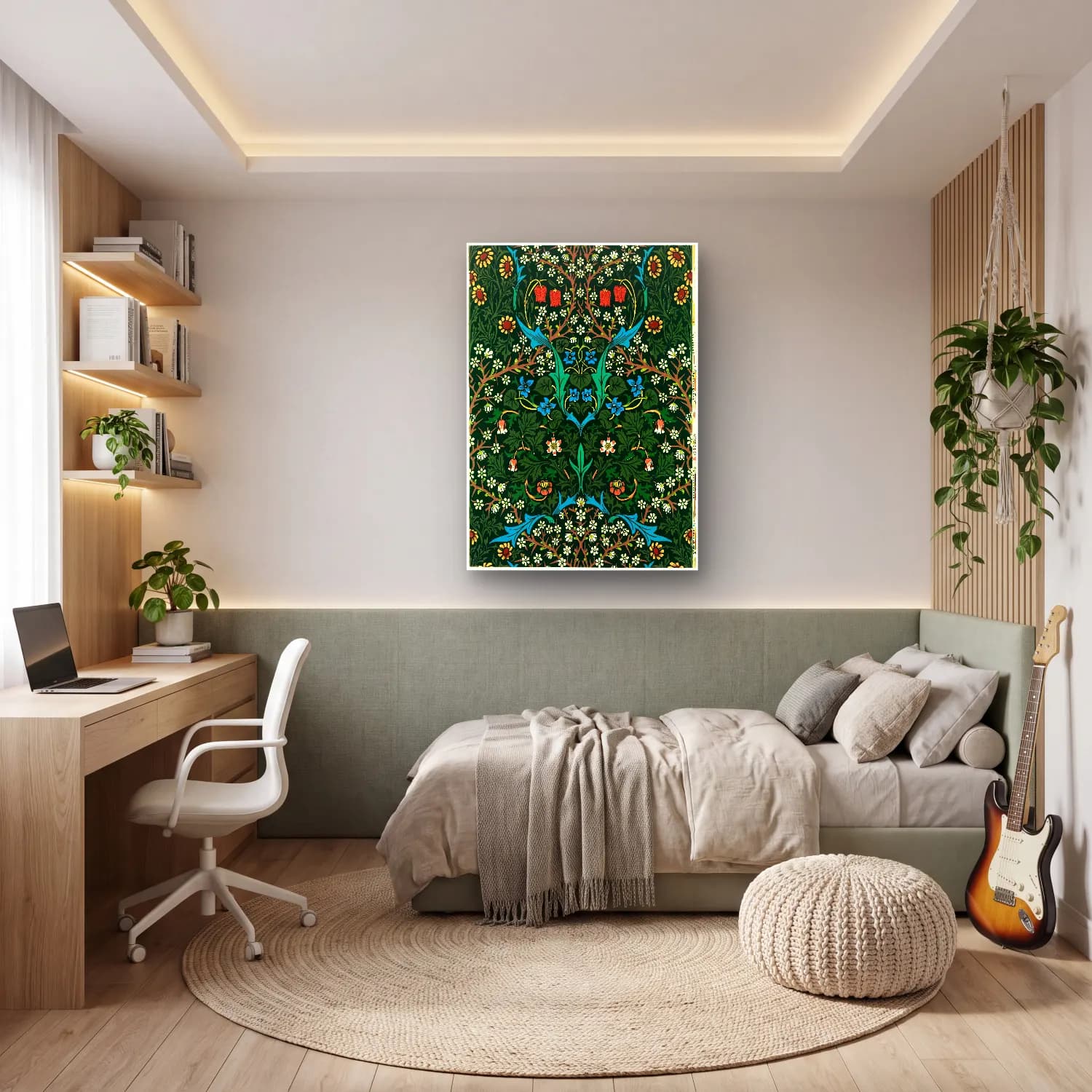 Botanik İllüstrasyon Çiçek Deseni No. 147 cam tablo — genç odasında