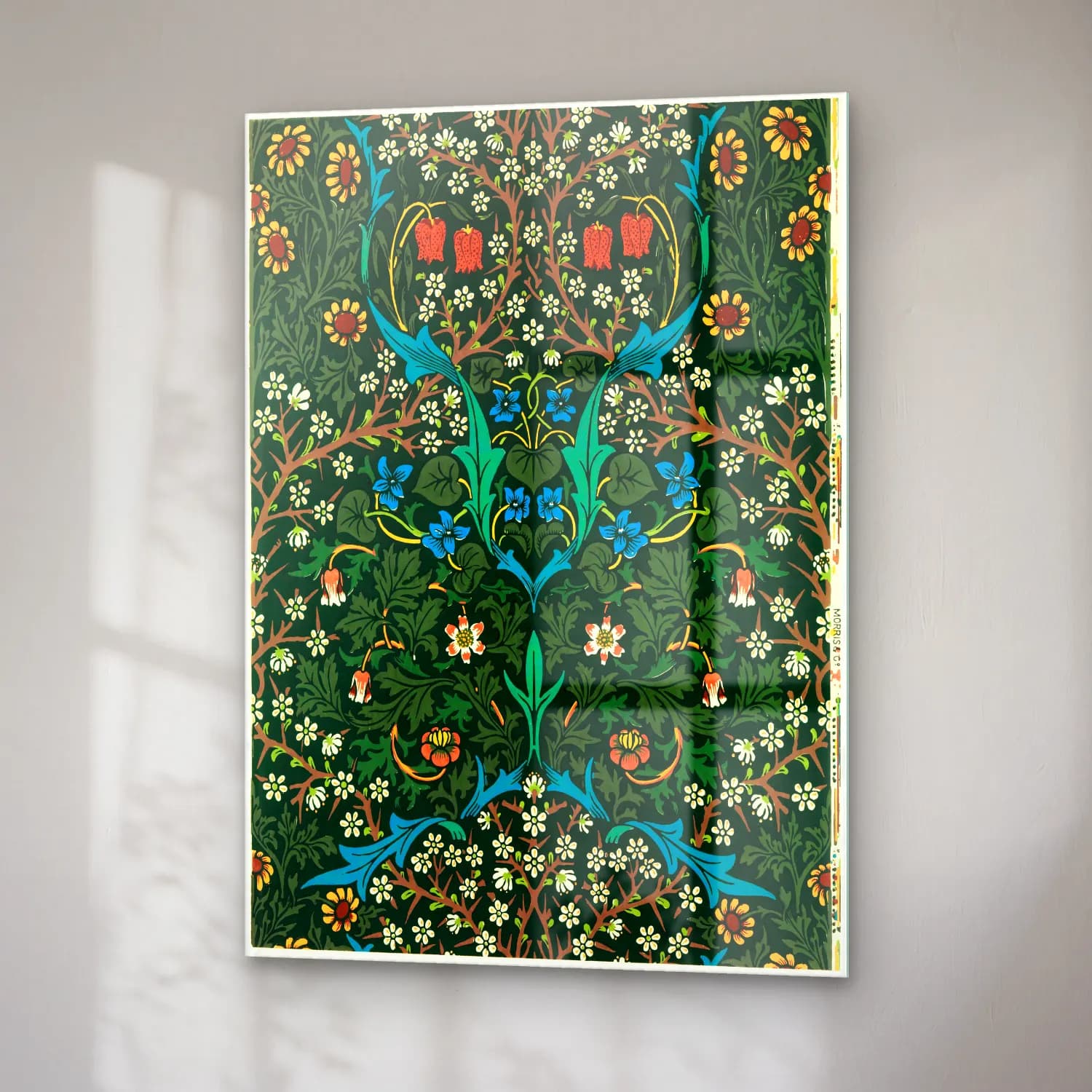 Botanik İllüstrasyon Çiçek Deseni No. 147 cam tablo — sağ açıdan görünüm