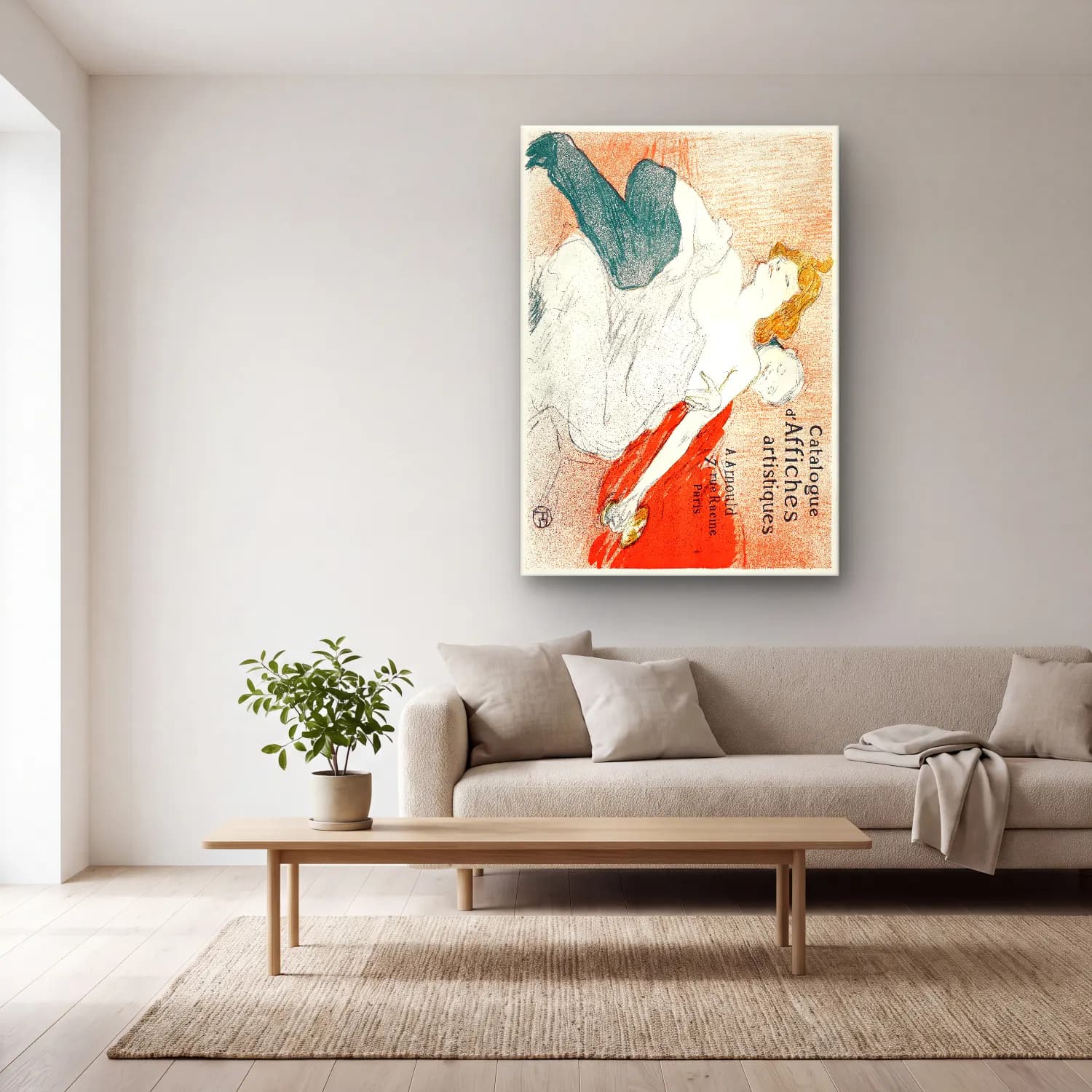 Vintage Poster Elbiseli Kadın No. 16 cam tablo — açık renk salonda