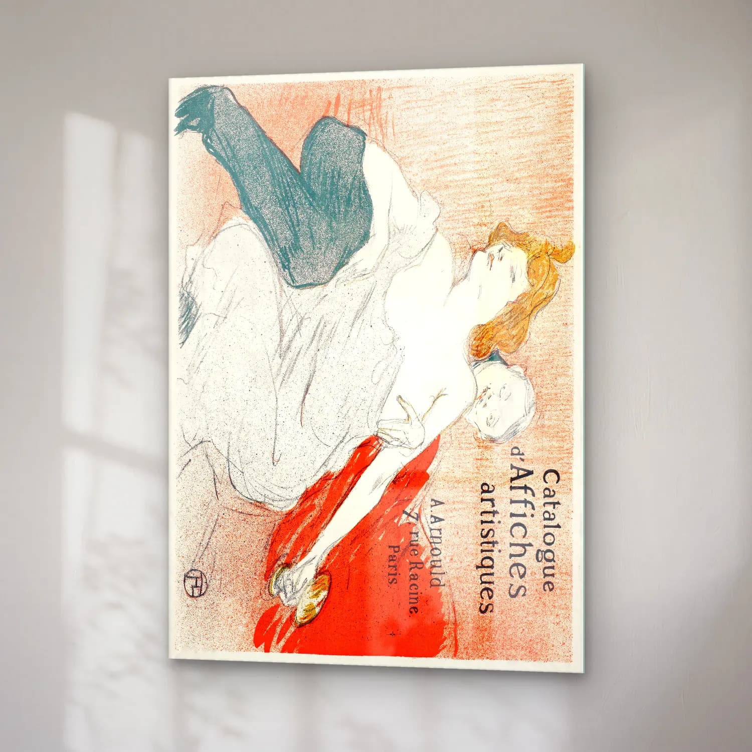 Vintage Poster Elbiseli Kadın No. 16 cam tablo — sağ açıdan görünüm