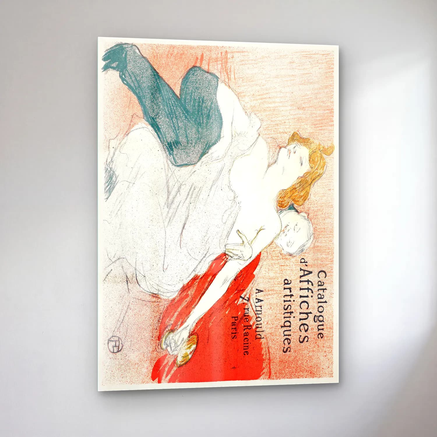 Vintage Poster Elbiseli Kadın No. 16 cam tablo — sol açıdan görünüm