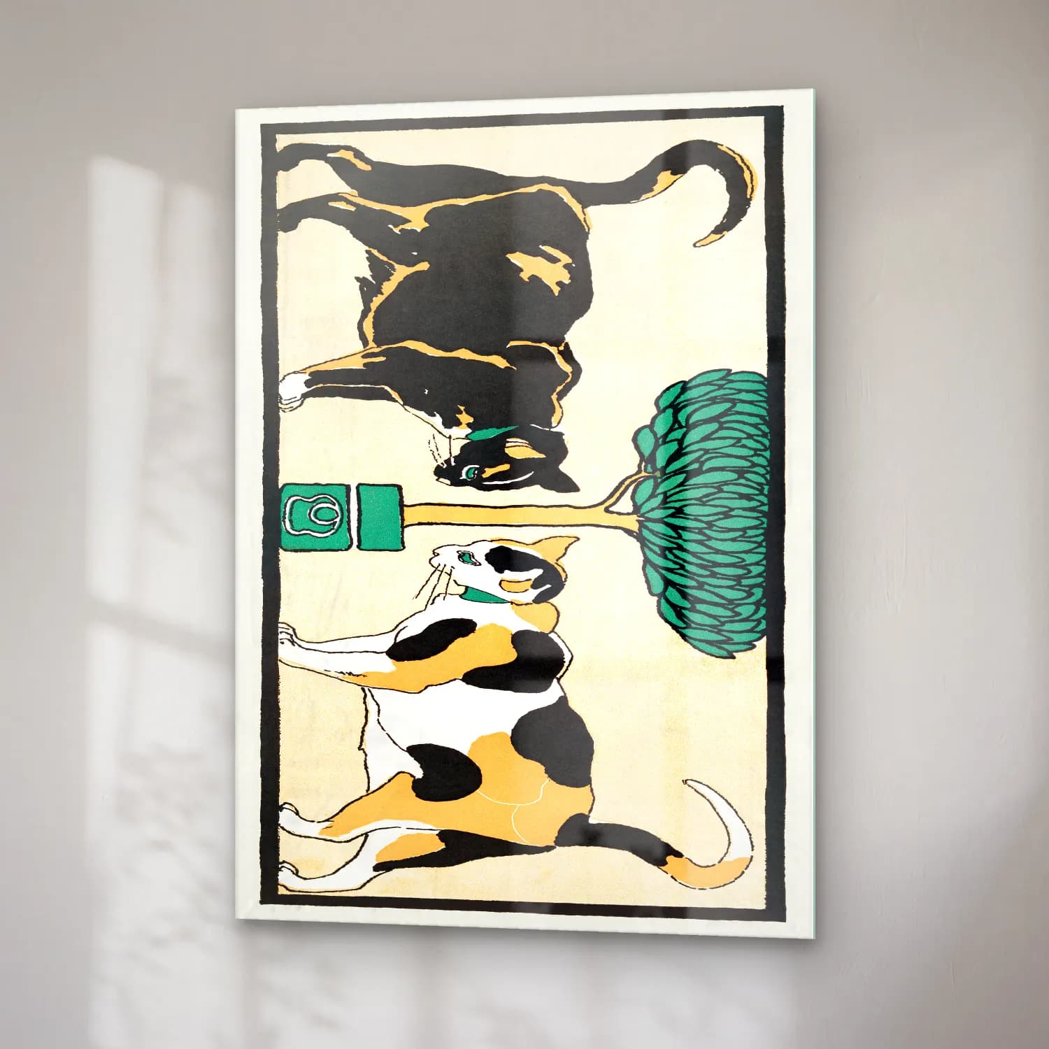 Vintage Kedi No. 24 cam tablo — sağ açıdan görünüm