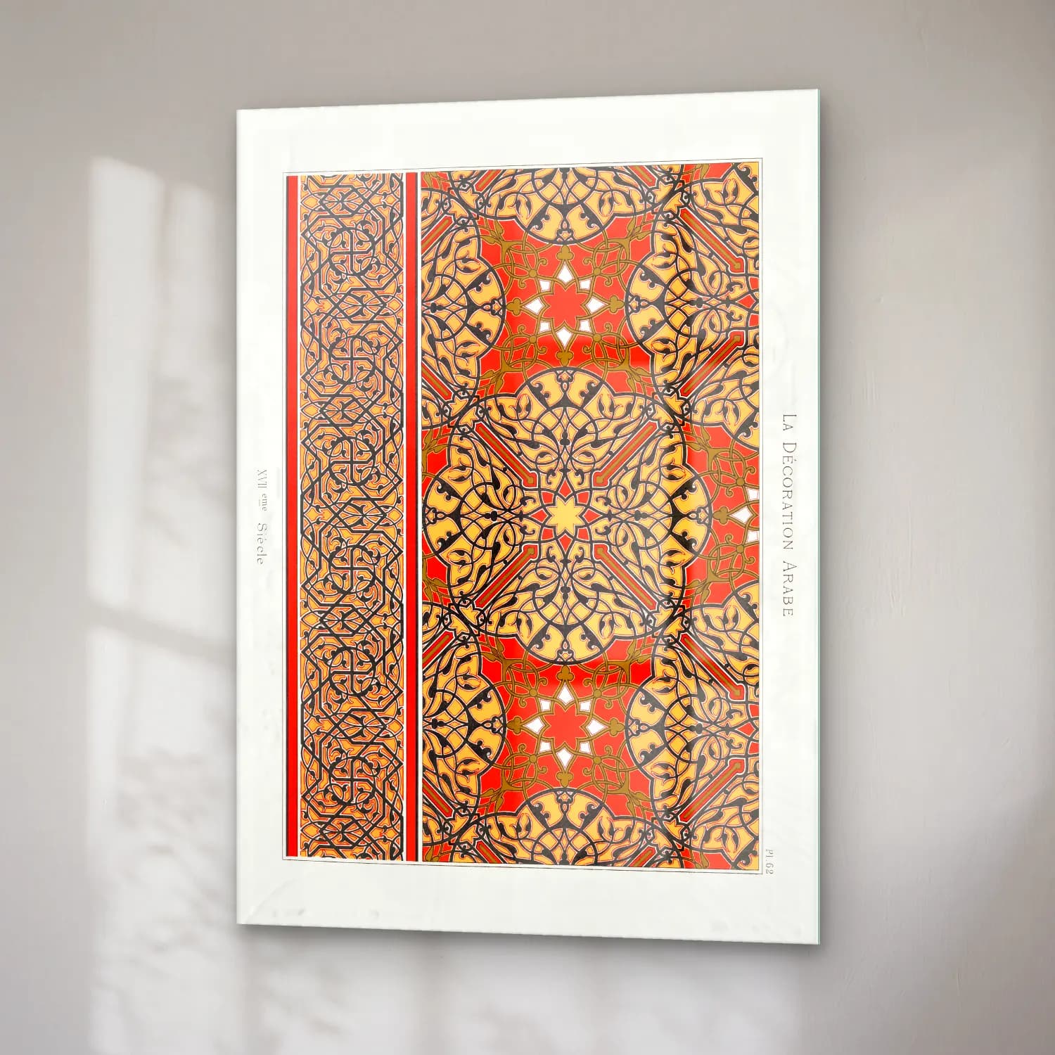Boho Çiçek Deseni No. 139 cam tablo — sağ açıdan görünüm