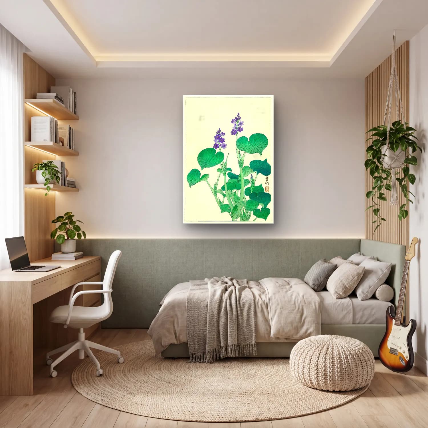 Japon Baskı Lotus Çiçekleri – Mor Tonlar cam tablo — genç odasında
