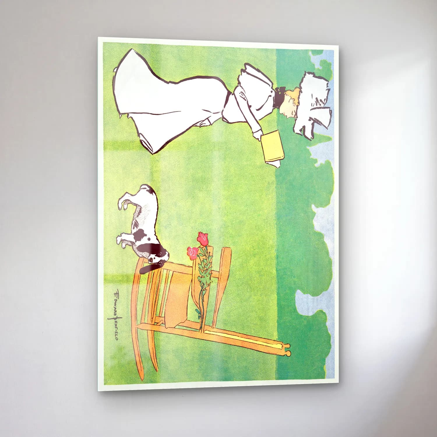 Vintage Poster Köpek No. 7 cam tablo — sol açıdan görünüm