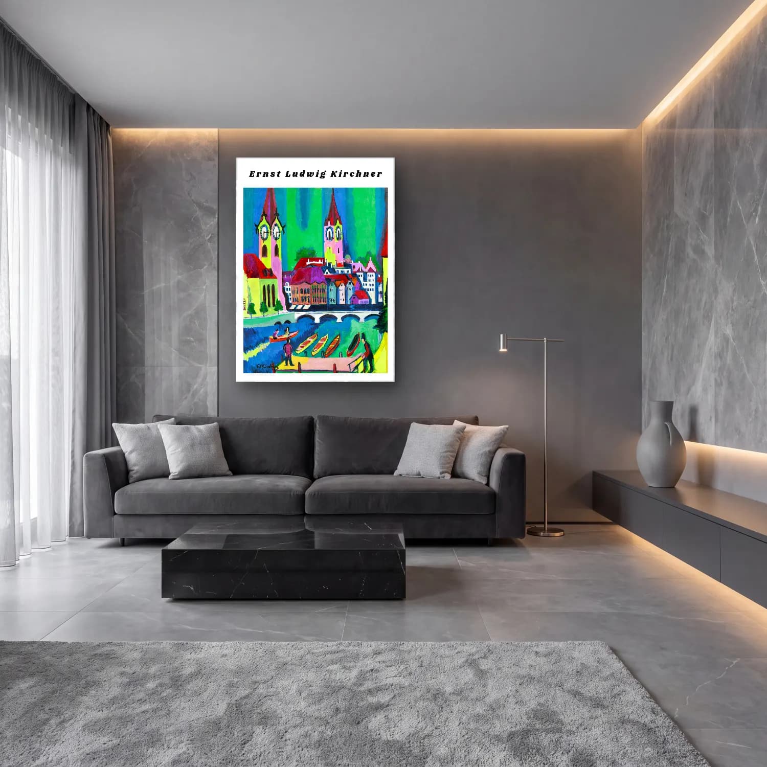 Vintage Poster Katedral No. 28 cam tablo — lüks salon duvarında