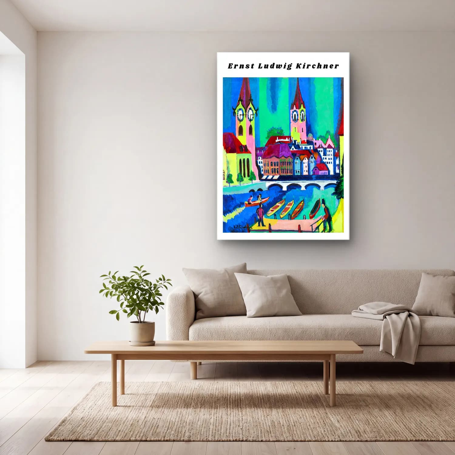 Vintage Poster Katedral No. 28 cam tablo — açık renk salonda