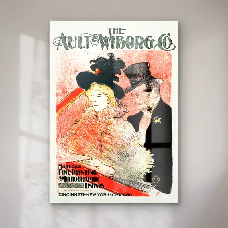 Vintage Poster Şapkalı Kadın – Kırmızı Tonlar cam tablo — Vintage Poster Şapkalı Kadın – Kırmızı Tonlar — vintage poster şapkalı kadın