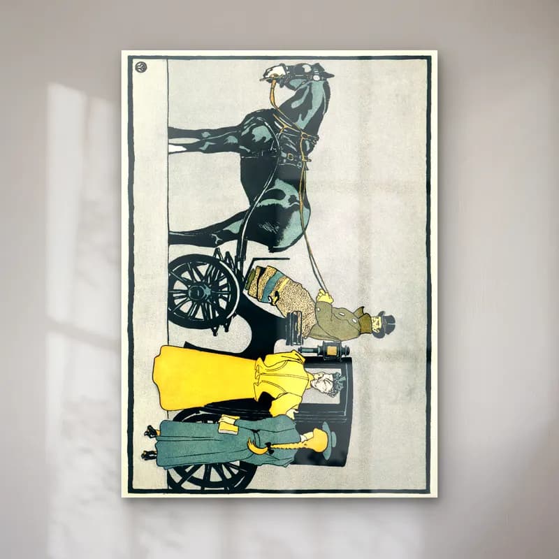 Vintage Atlı – Sarı Tonlar cam tablo — Vintage Atlı – Sarı Tonlar — vintage atlı