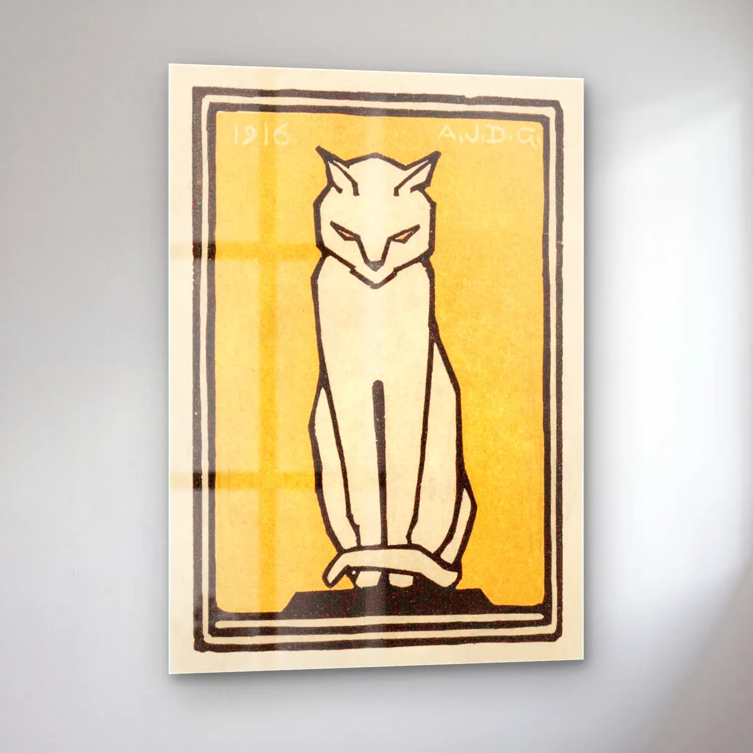 Vintage Tilki No. 7 cam tablo — sol açıdan görünüm