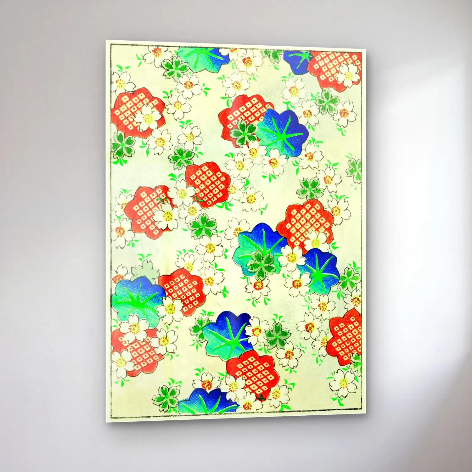 Japon Baskı Çiçek Deseni No. 9 cam tablo — sol açıdan görünüm