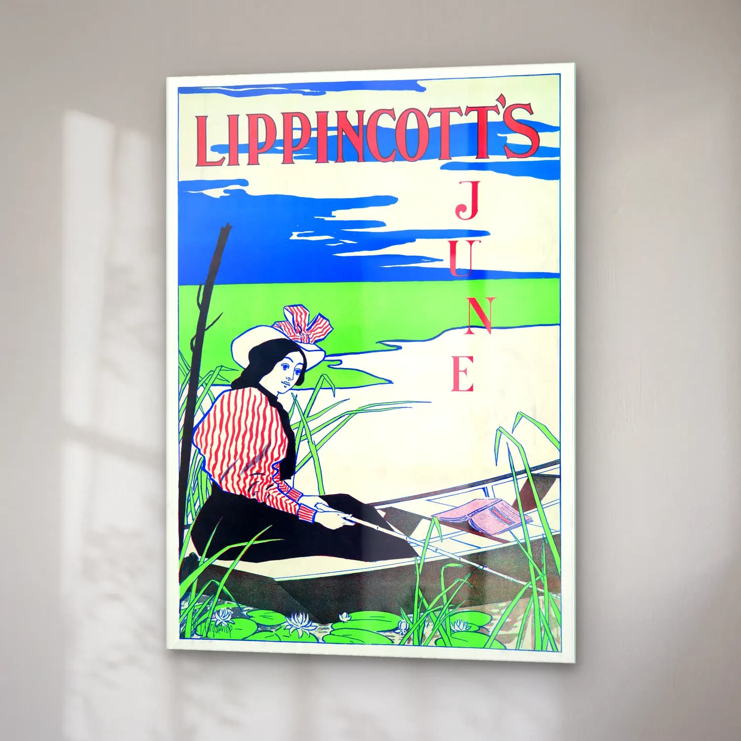 Vintage Poster Şapkalı Kadın No. 10 cam tablo — sağ açıdan görünüm