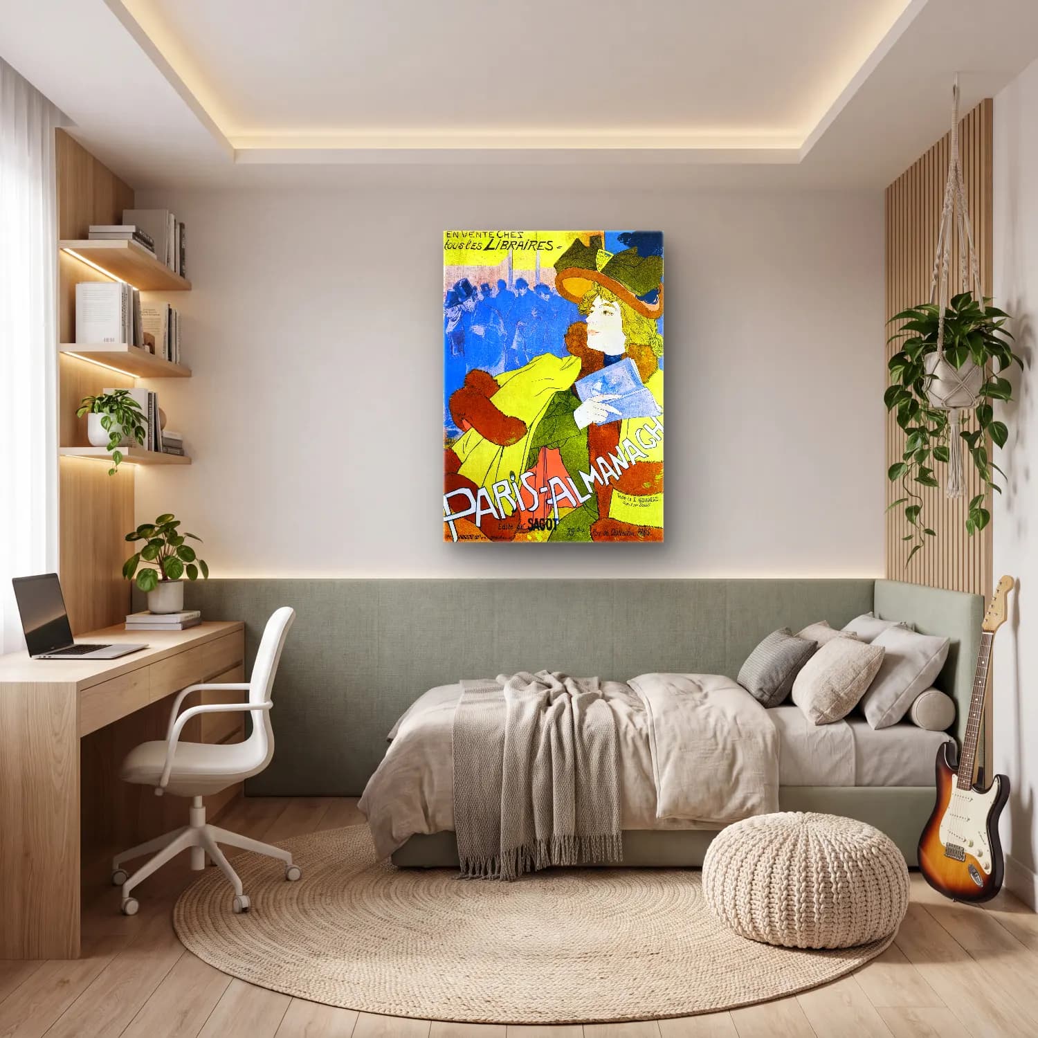 Vintage Poster Şapkalı Kadın No. 11 cam tablo — genç odasında