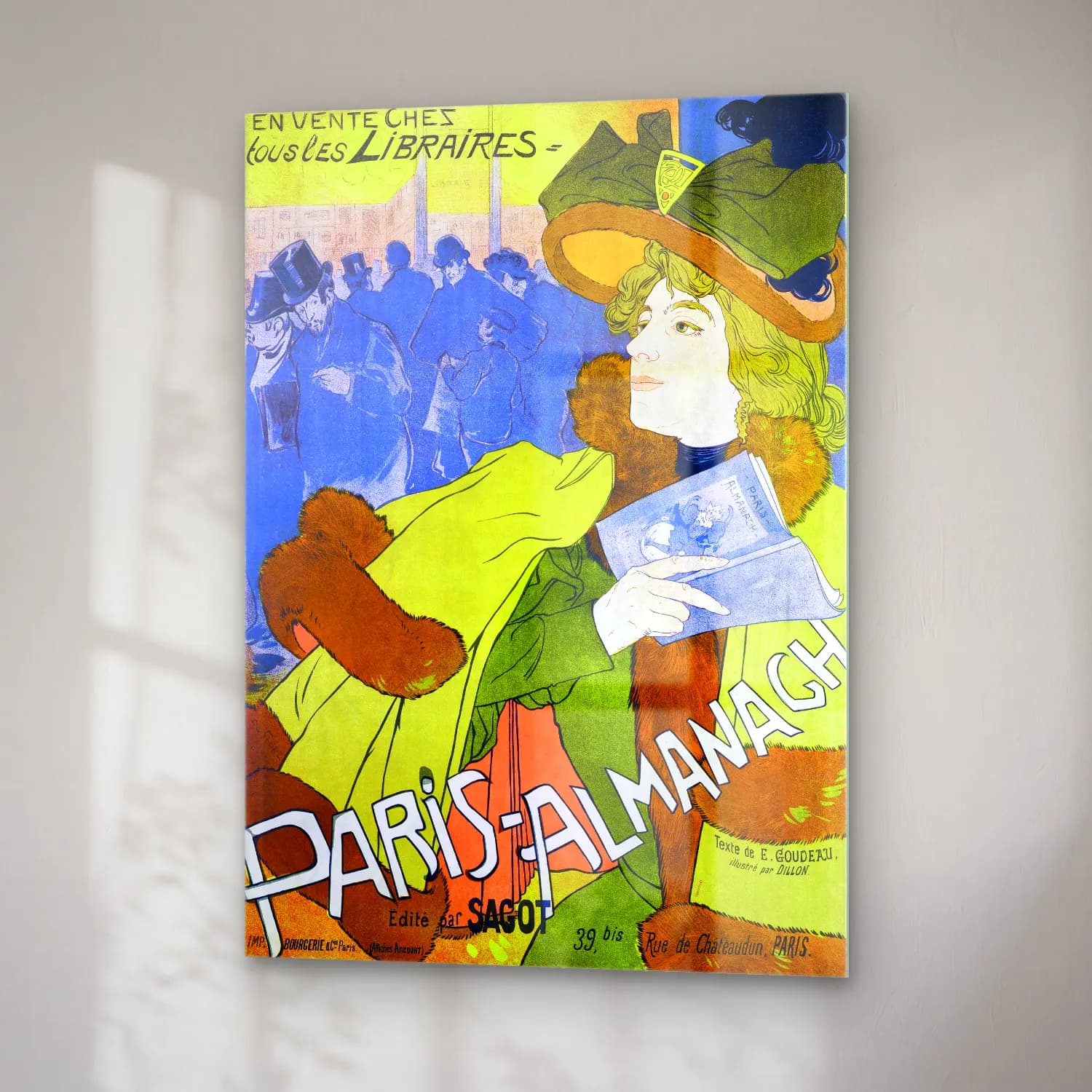 Vintage Poster Şapkalı Kadın No. 11 cam tablo — sağ açıdan görünüm