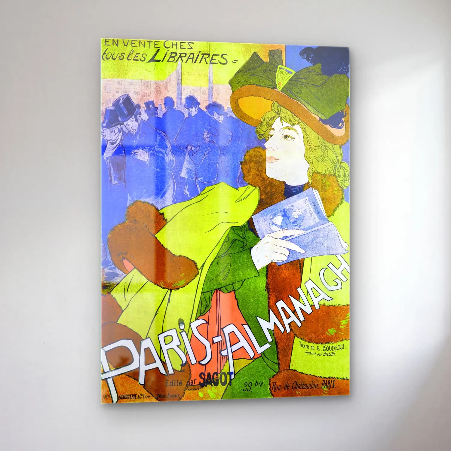 Vintage Poster Şapkalı Kadın No. 11 cam tablo — sol açıdan görünüm