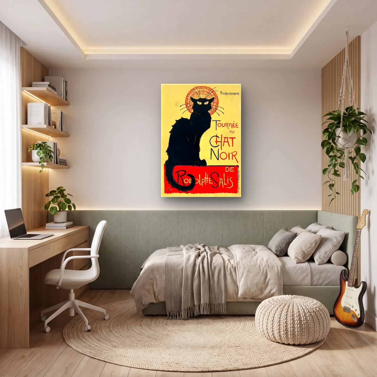 Vintage Poster Kedi No. 5 cam tablo — genç odasında