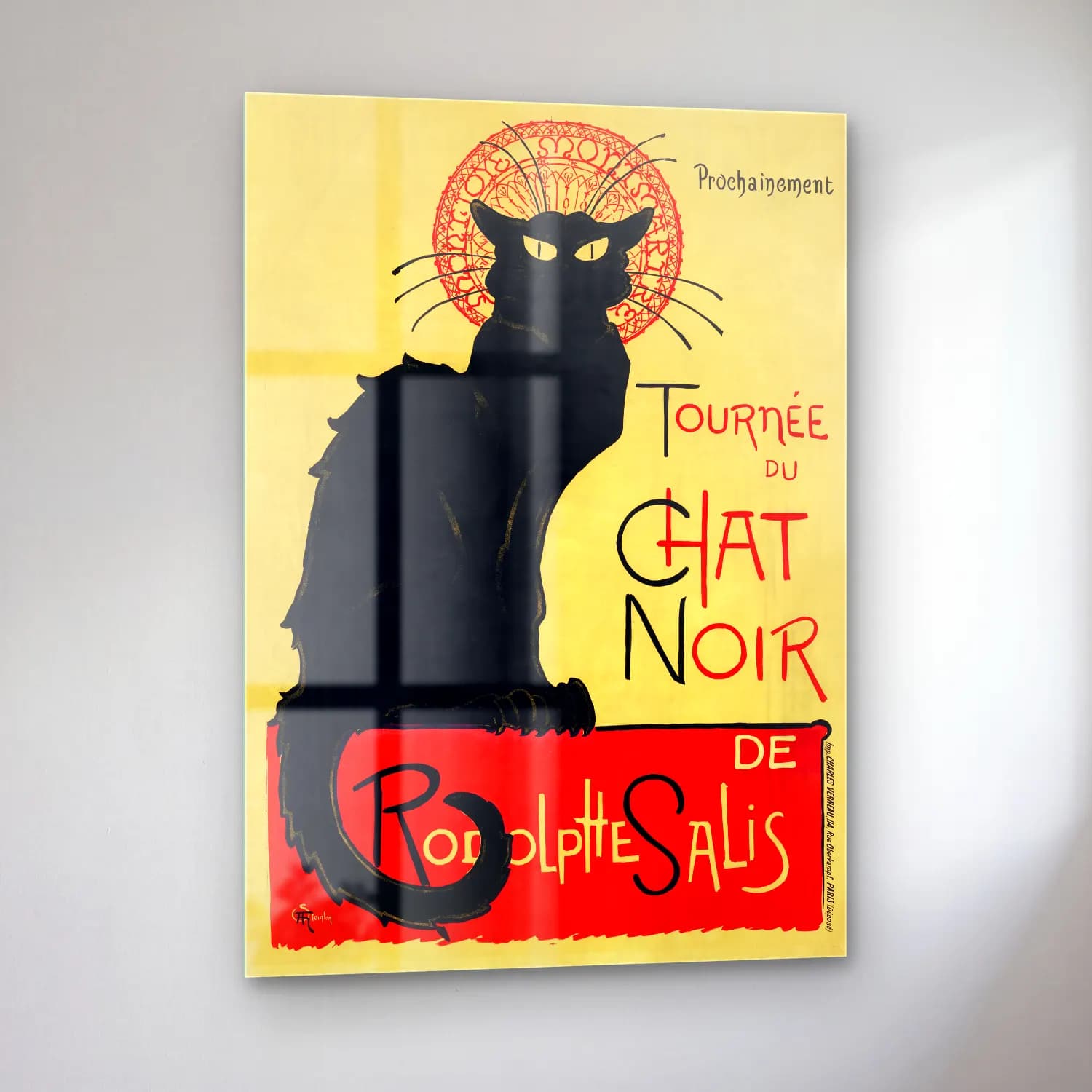 Vintage Poster Kedi No. 5 cam tablo — sol açıdan görünüm