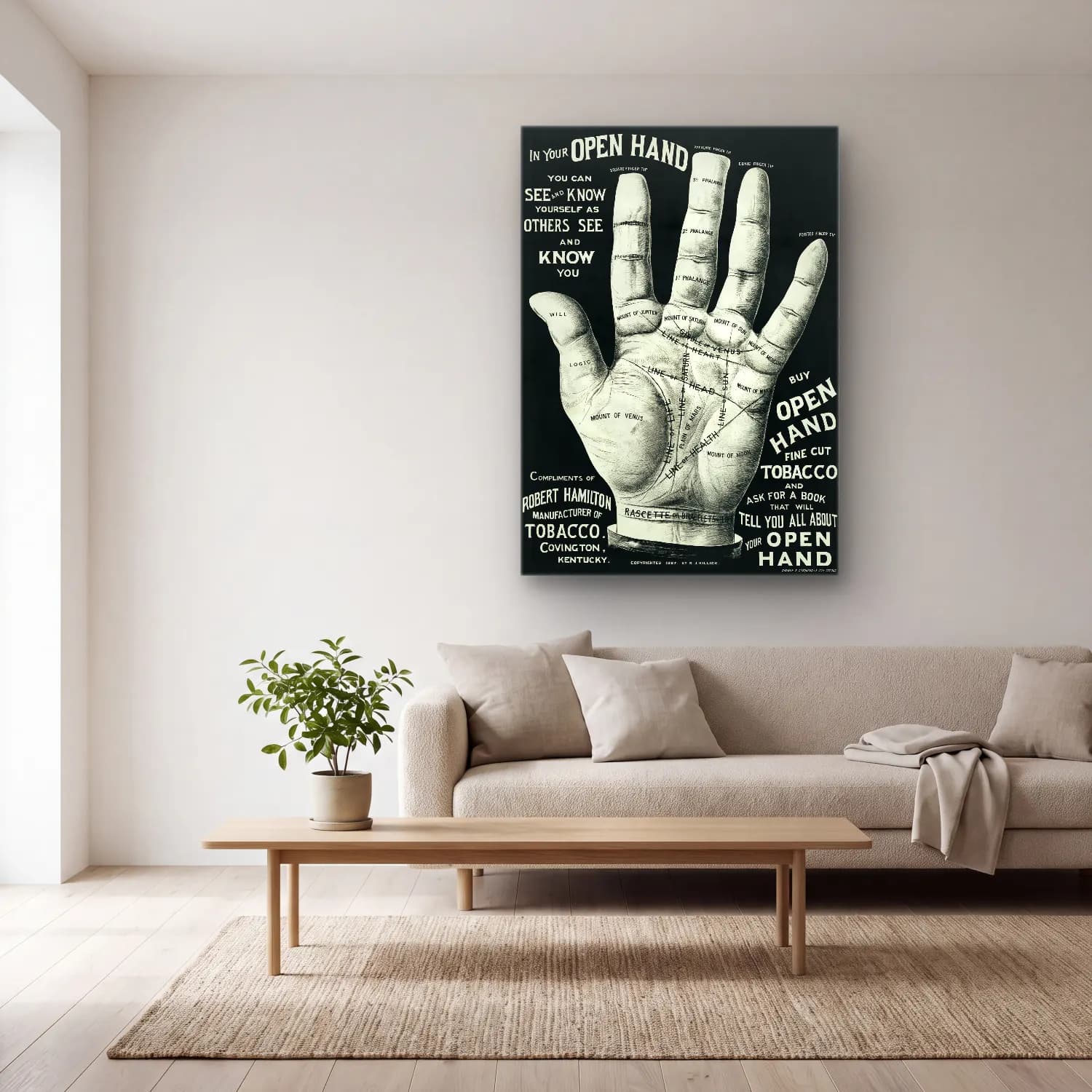 Vintage Poster Eller cam tablo — açık renk salonda