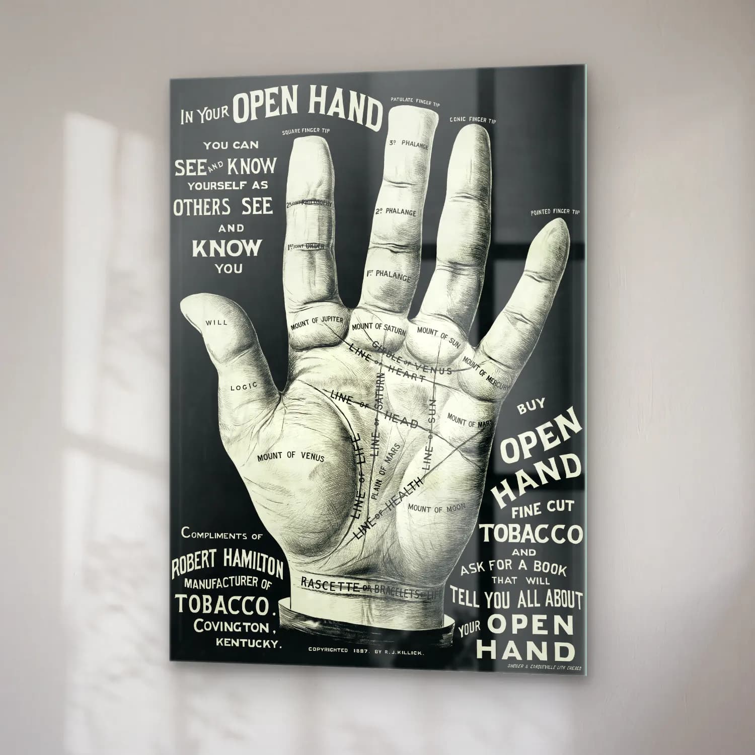 Vintage Poster Eller cam tablo — sağ açıdan görünüm