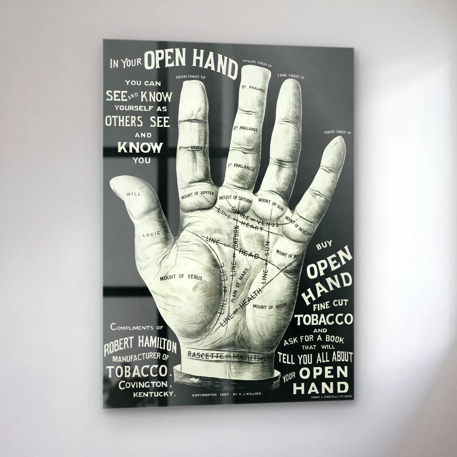 Vintage Poster Eller cam tablo — sol açıdan görünüm