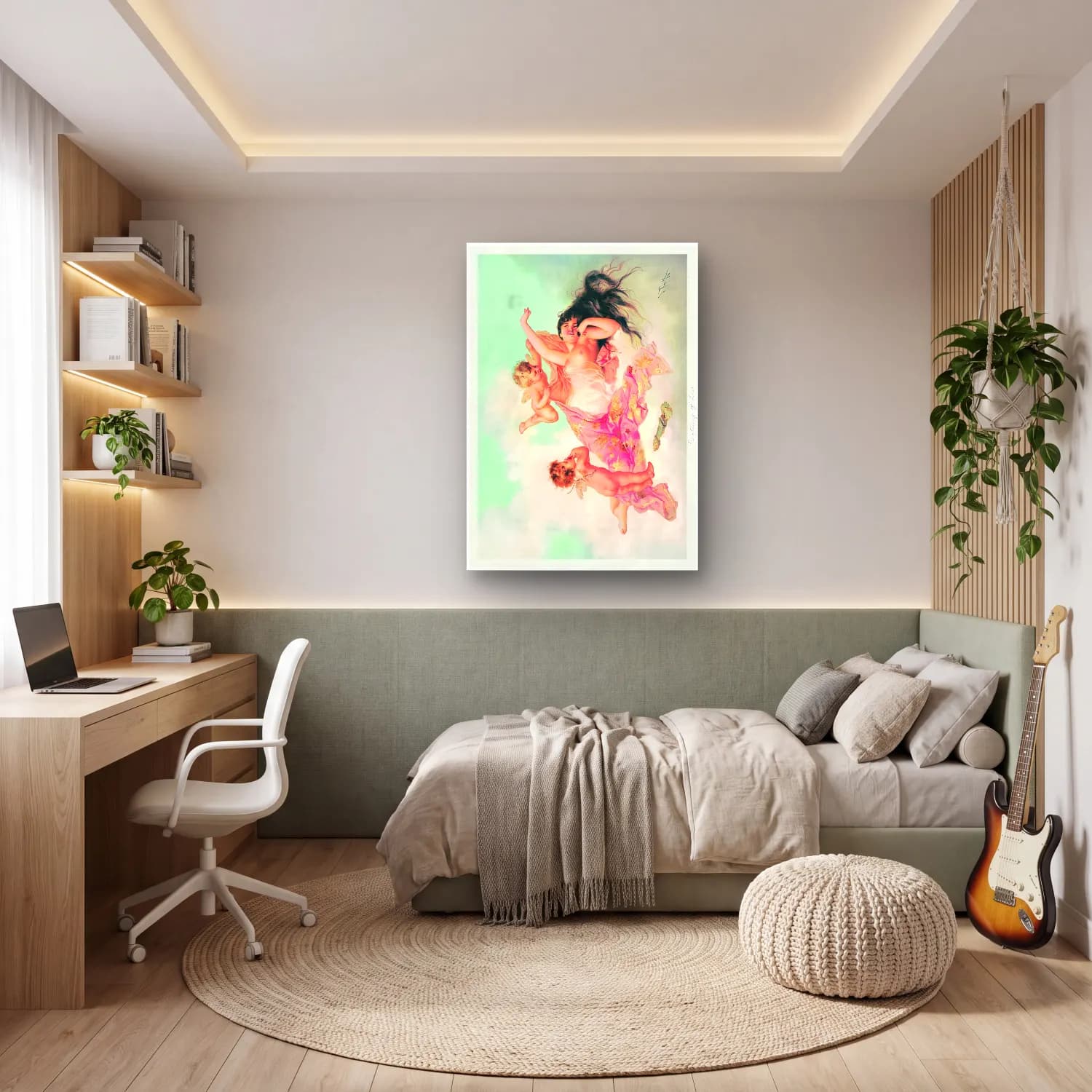Pastel Melek – Pastel Tonlar cam tablo — genç odasında