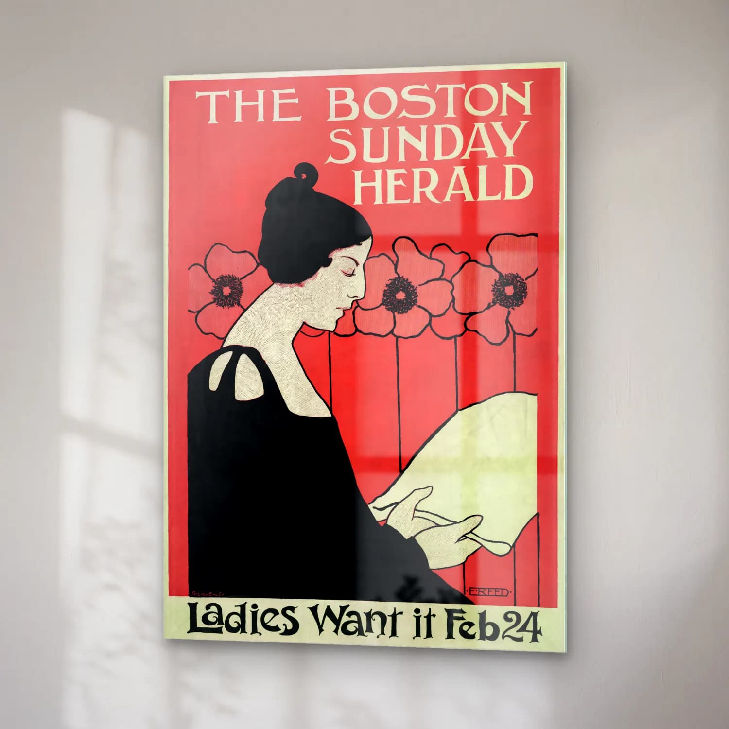 Vintage Poster Kitap Okuyan Kadın No. 13 cam tablo — sağ açıdan görünüm