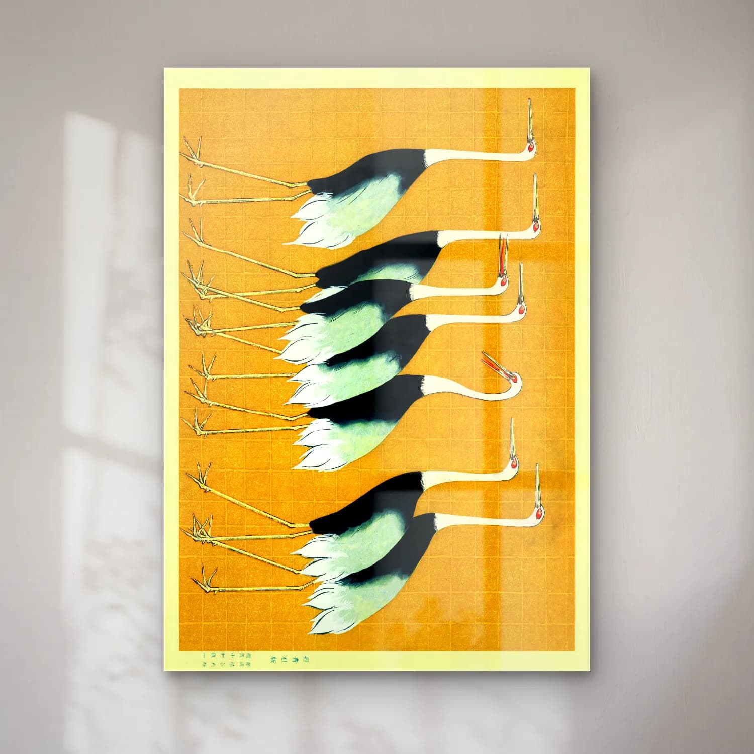 Vintage Poster Balıkçıl – Siyah Beyaz Tonlar cam tablo — Vintage Poster Balıkçıl – Siyah Beyaz Tonlar — vintage poster balıkçıl