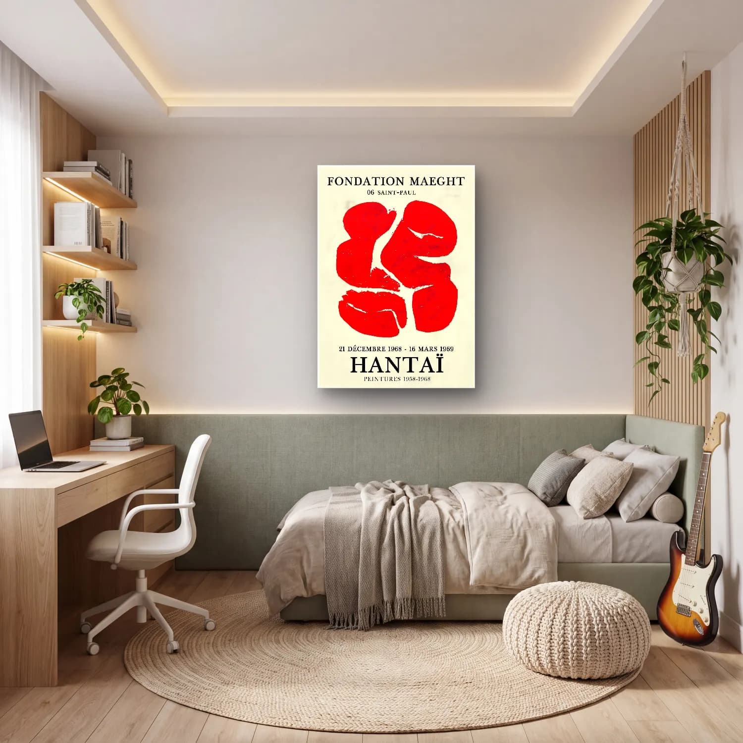 Bauhaus Soyut Yüz No. 6 cam tablo — genç odasında