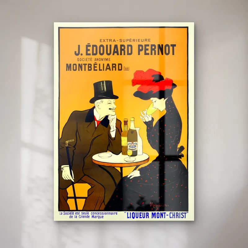 Vintage Poster Şampanya – Turuncu Tonlar cam tablo — Vintage Poster Şampanya – Turuncu Tonlar — vintage poster şampanya