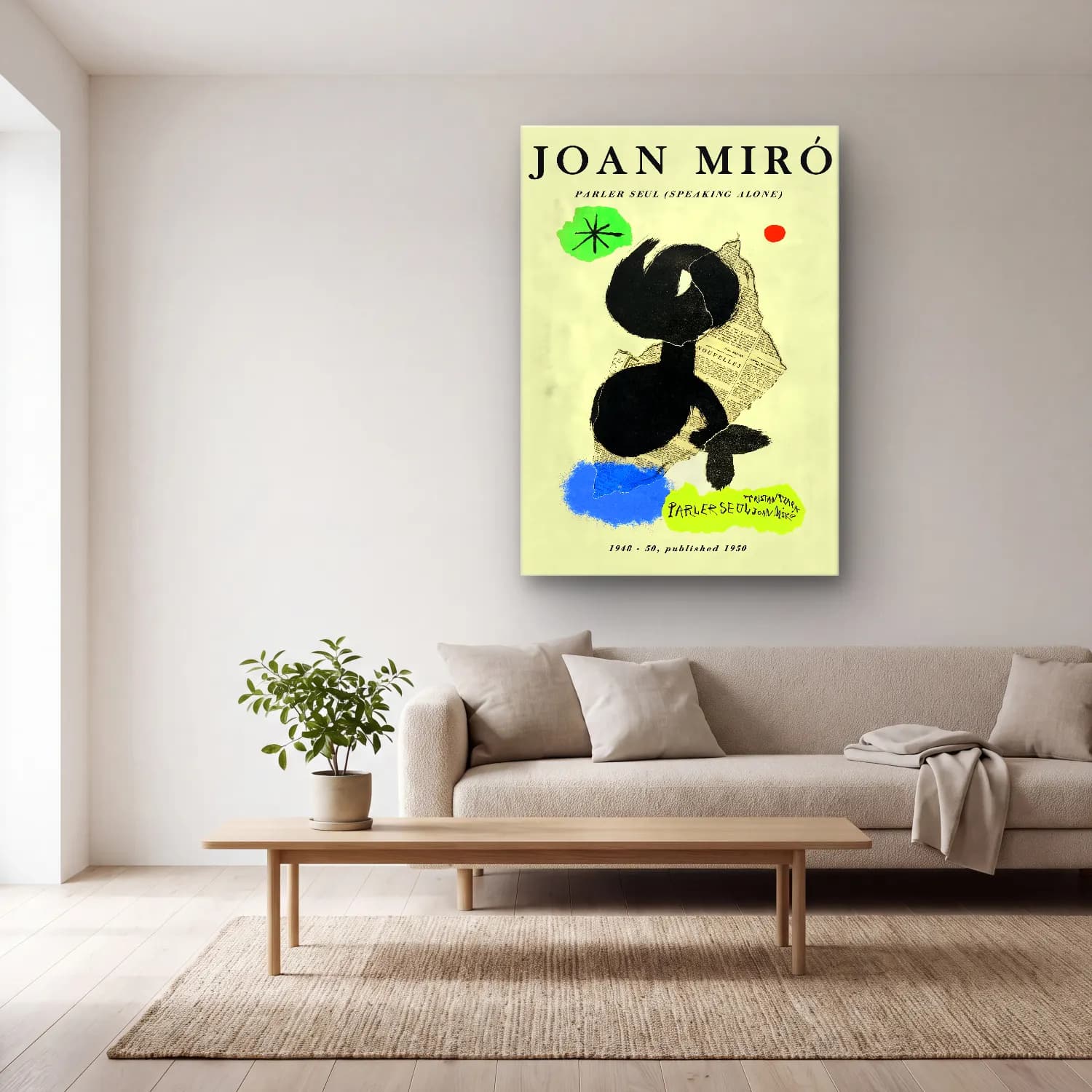 Vintage Poster Köpek No. 6 cam tablo — açık renk salonda