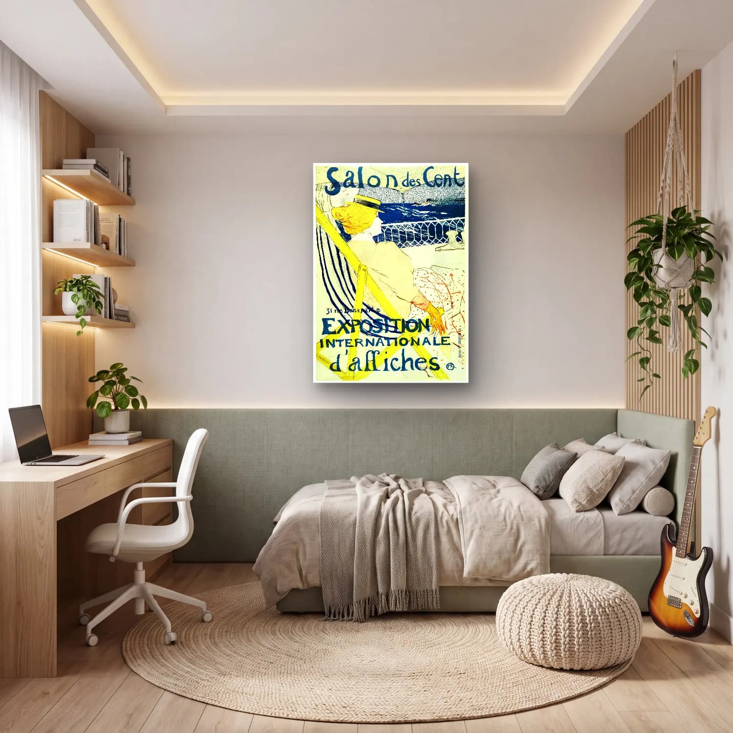 Vintage Poster Şapkalı Kadın No. 8 cam tablo — genç odasında