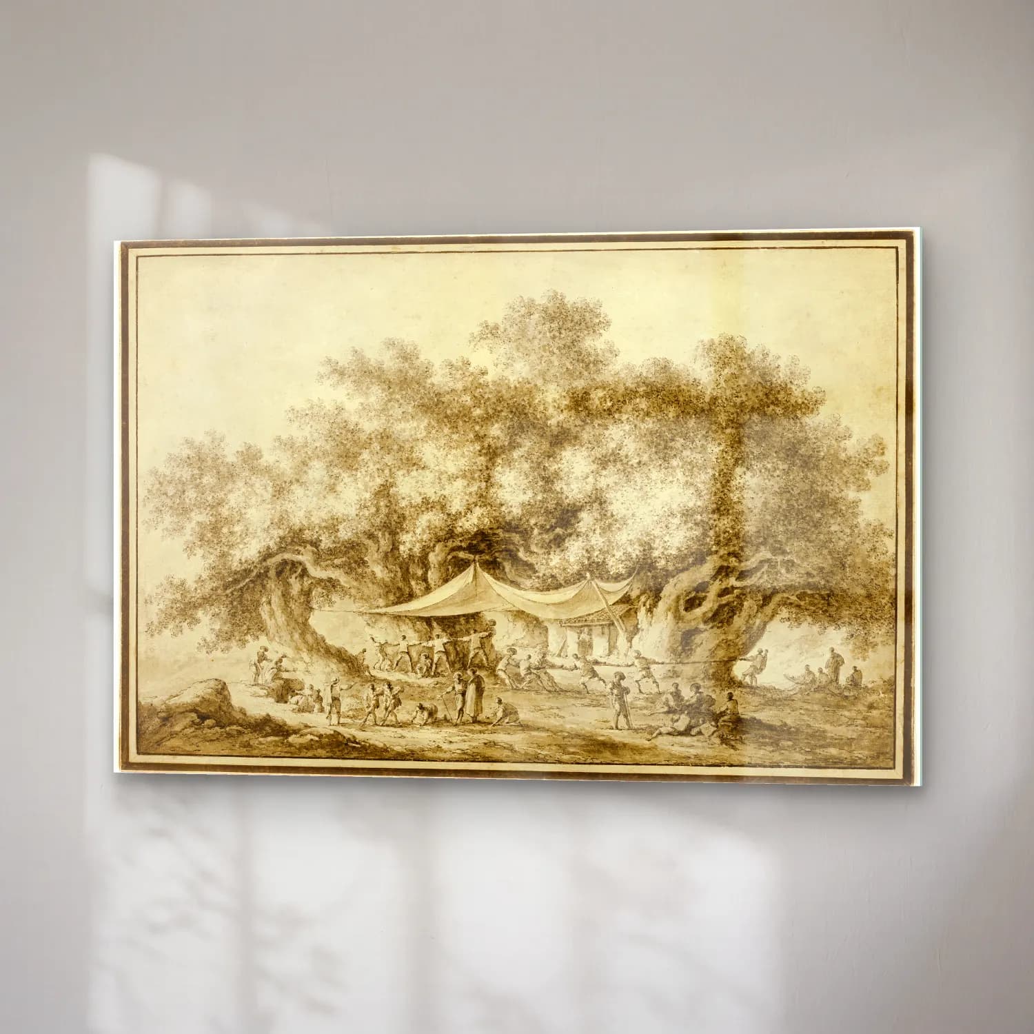Vintage Savaş Sahnesi No. 11 cam tablo — sağ açıdan görünüm