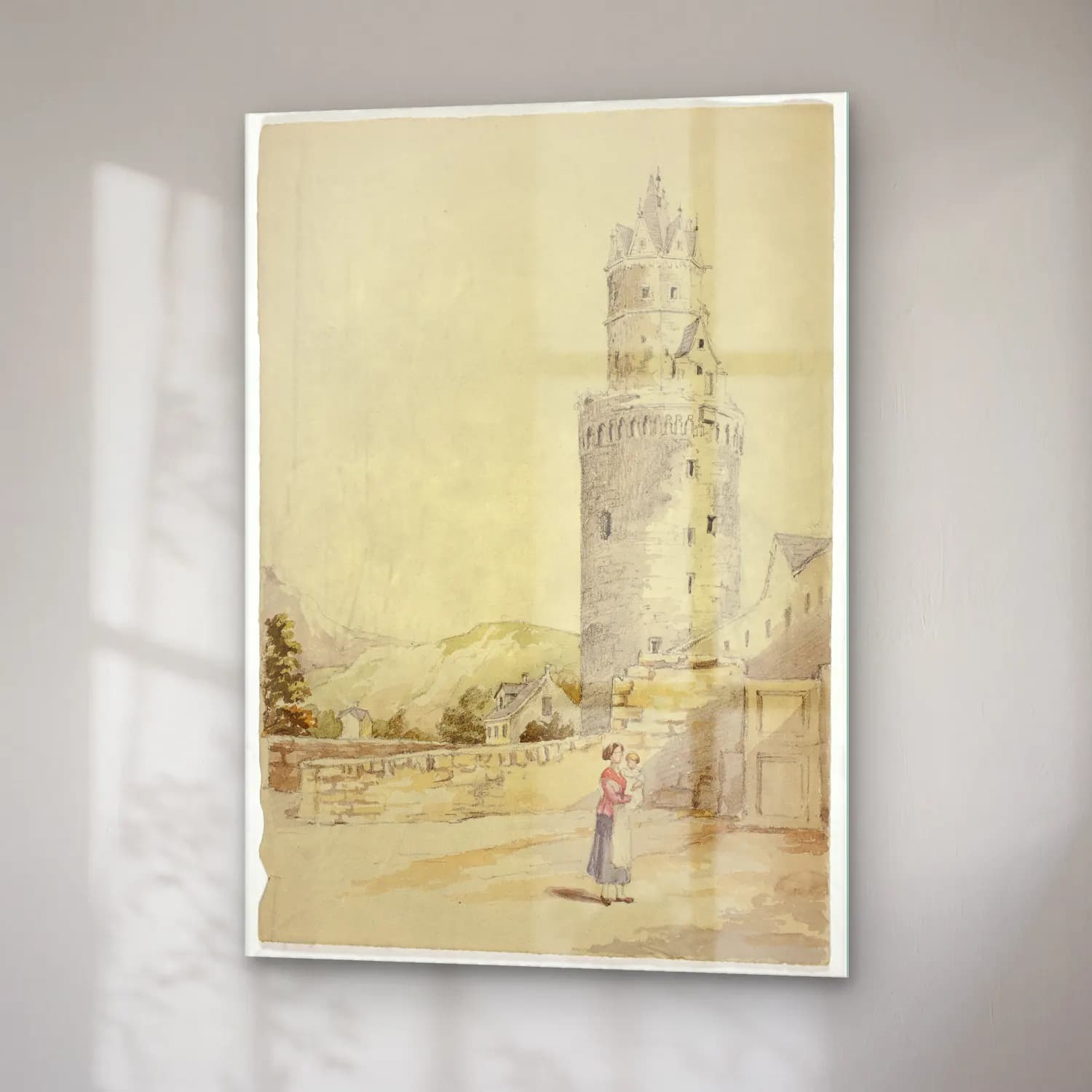 Vintage Şato No. 20 cam tablo — sağ açıdan görünüm
