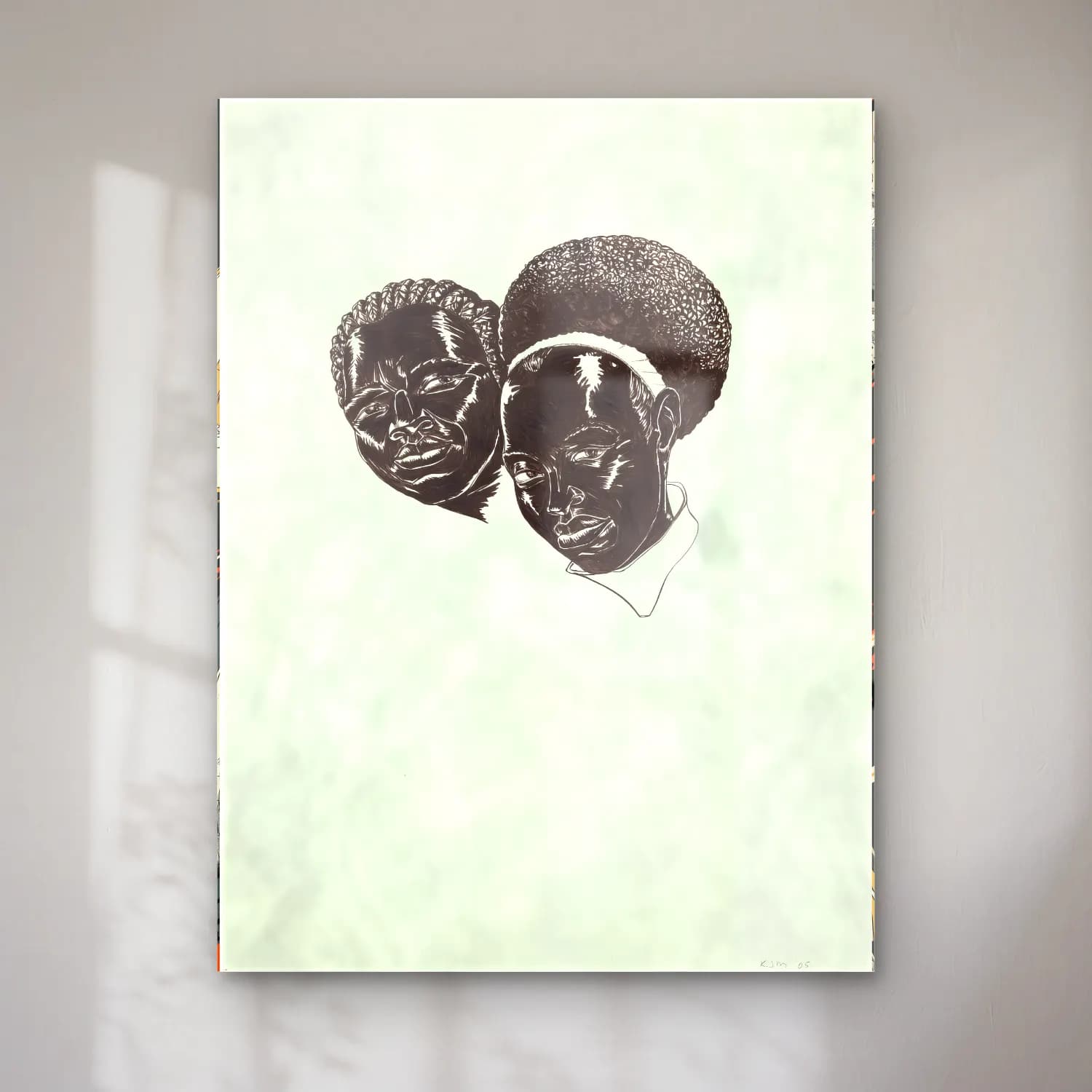Kerry James Marshall – Anne ve Çocuk cam tablo — Kerry James Marshall – Anne ve Çocuk — siyah beyaz anne ve çocuk
