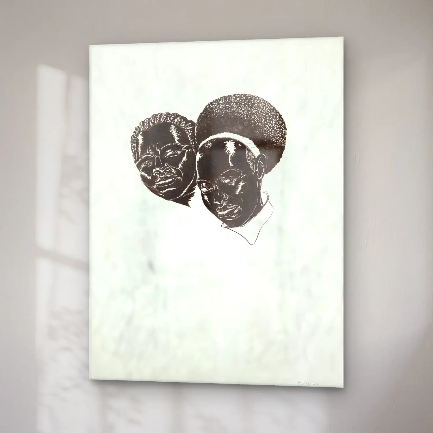 Kerry James Marshall – Anne ve Çocuk cam tablo — sağ açıdan görünüm